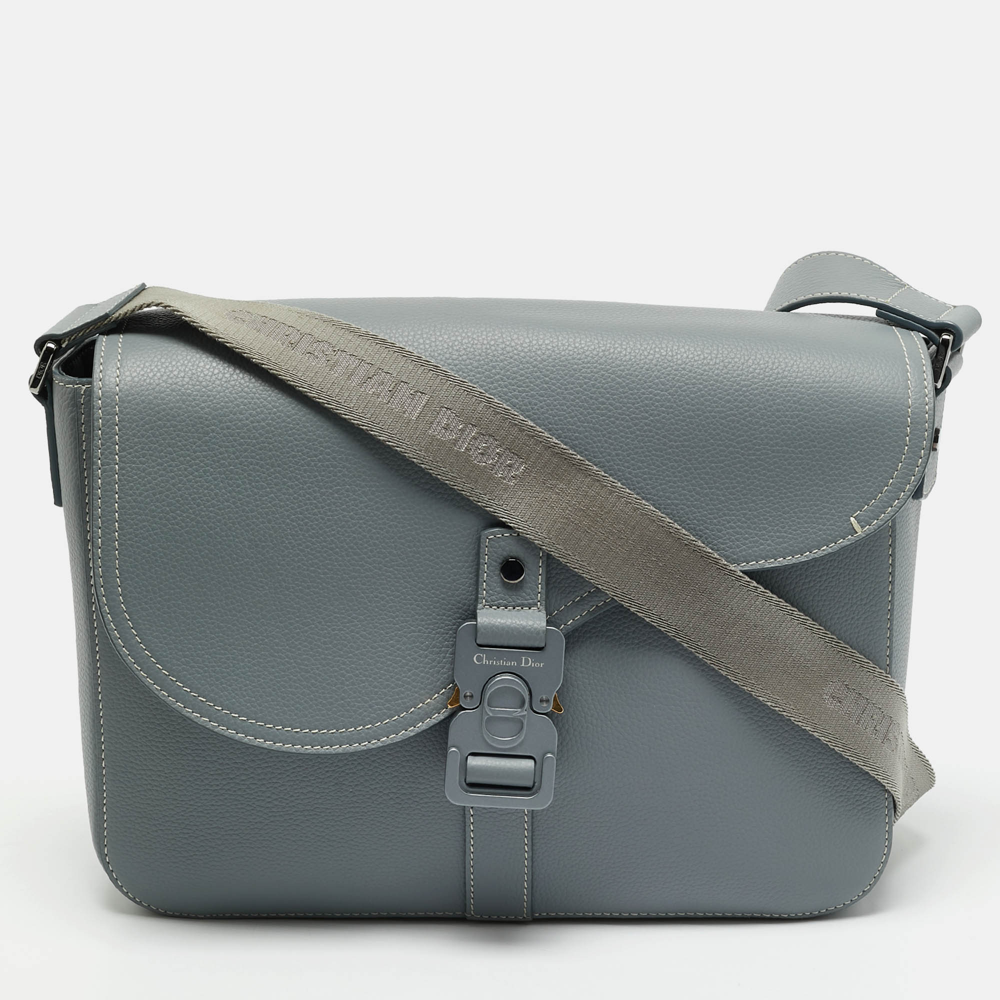 

Dior Saddle Slate Grey Leather Flap Messenger Bag