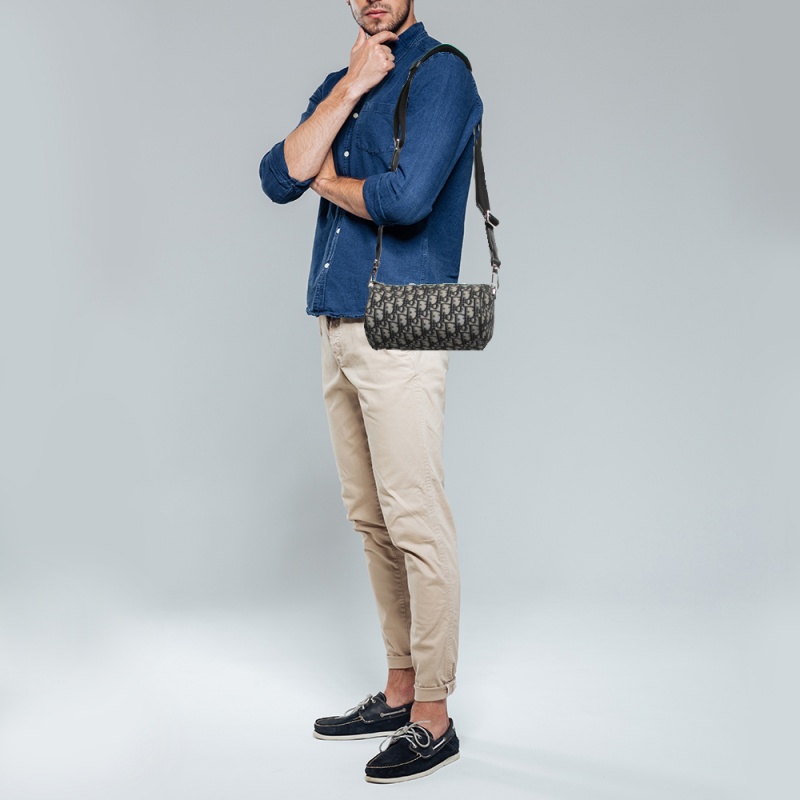 

Dior Navy Blue/Black Oblique Canvas Roller Messenger Bag