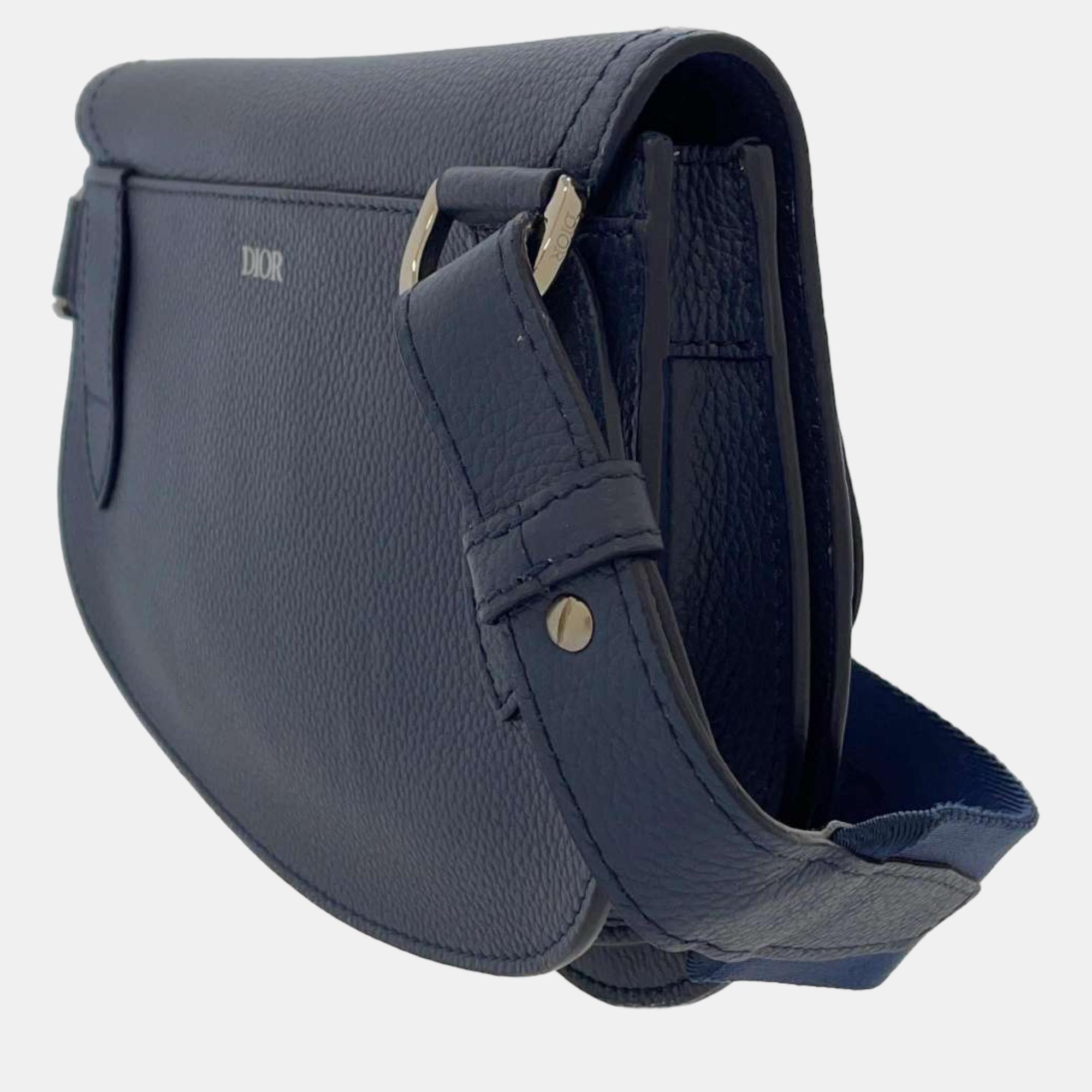 

Dior Blue Leather Saddle Messenger Bag