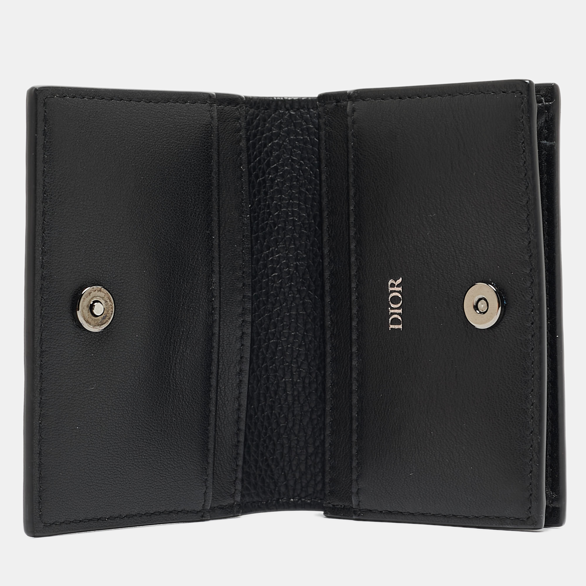 

Dior Black Grained Leather Bifold Card Holder