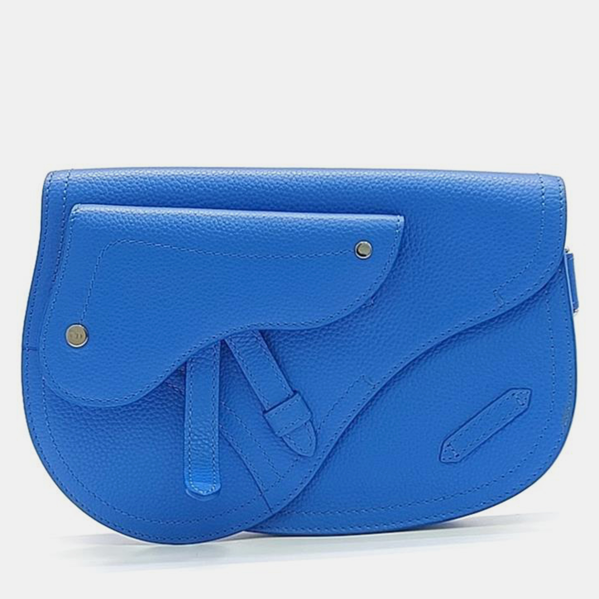 Pre-owned Dior Blue Leather Saddle Crossbody Bag