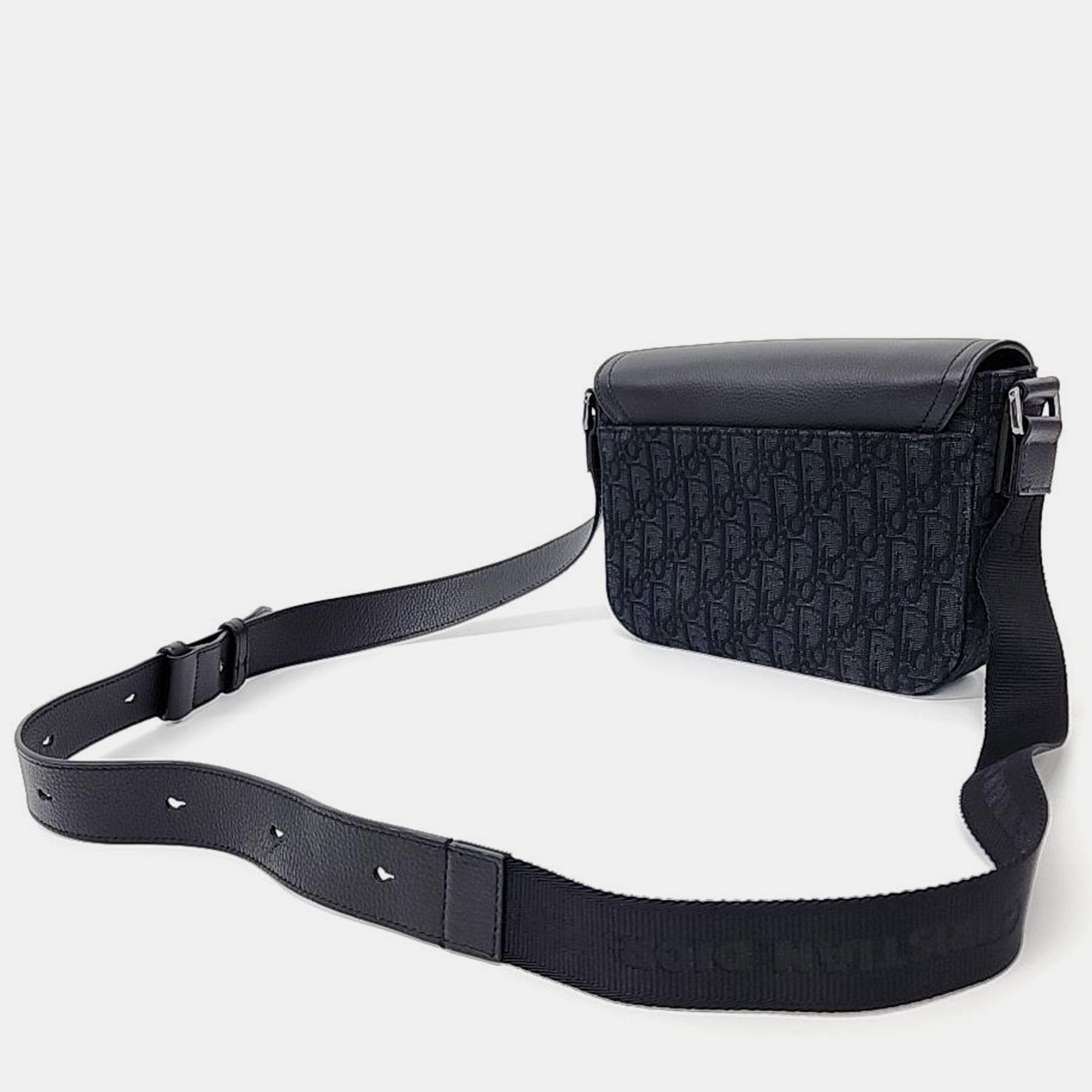 Dior Black Canvas and Leather Mini Saddle Messenger Bag 2