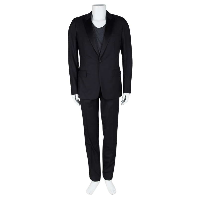 

Dior Black Wool Satin Panel Detail Regular Fit Tailored Suit