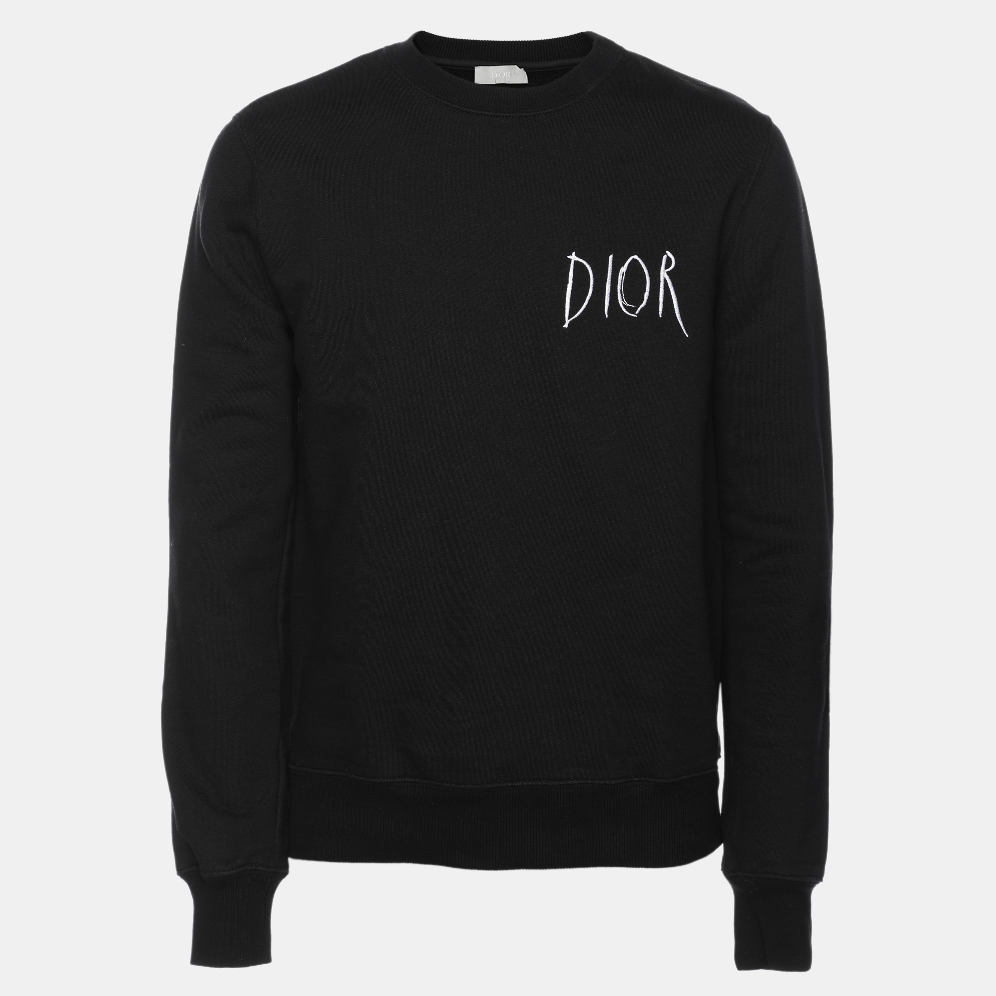 Pre-owned Dior X Raymond Pettibon Black Cotton Logo Embroidered Sweatshirt S