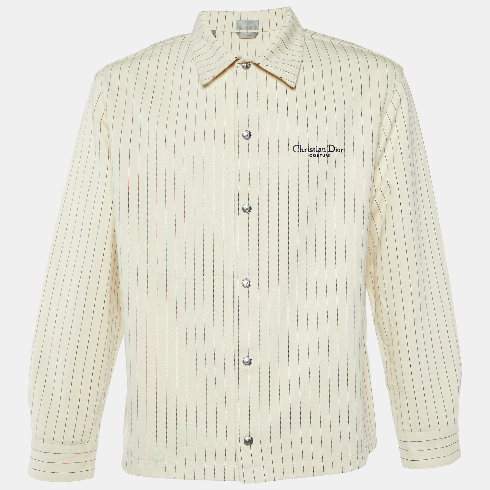 

Dior Homme Cream Striped Cotton Button Front Jacket L