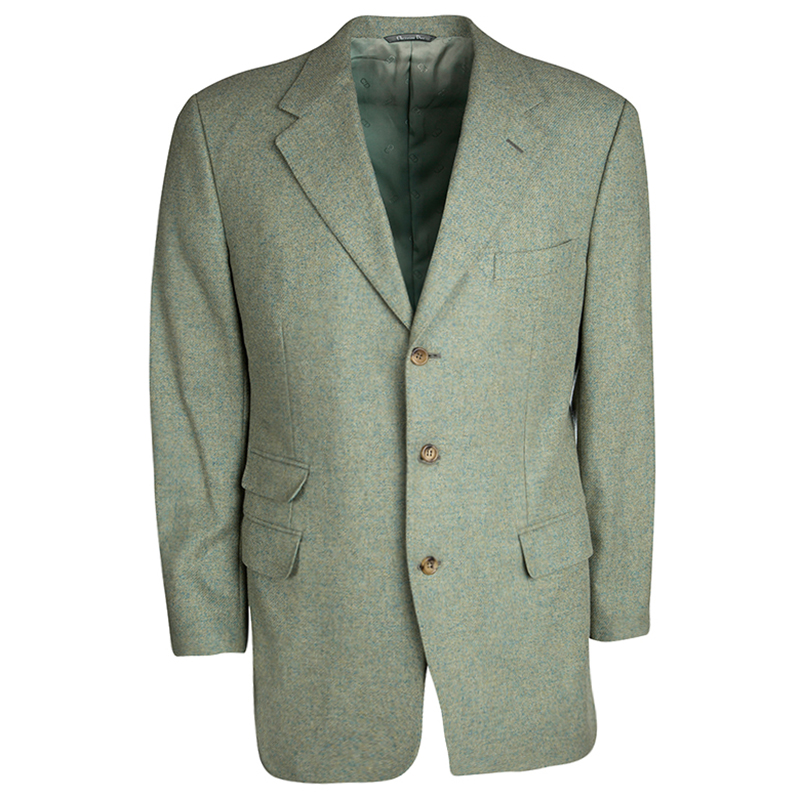 Pre Owned Dior Boutique Monsieur Vintage Green Cashmere Regular Fit Blazer XL