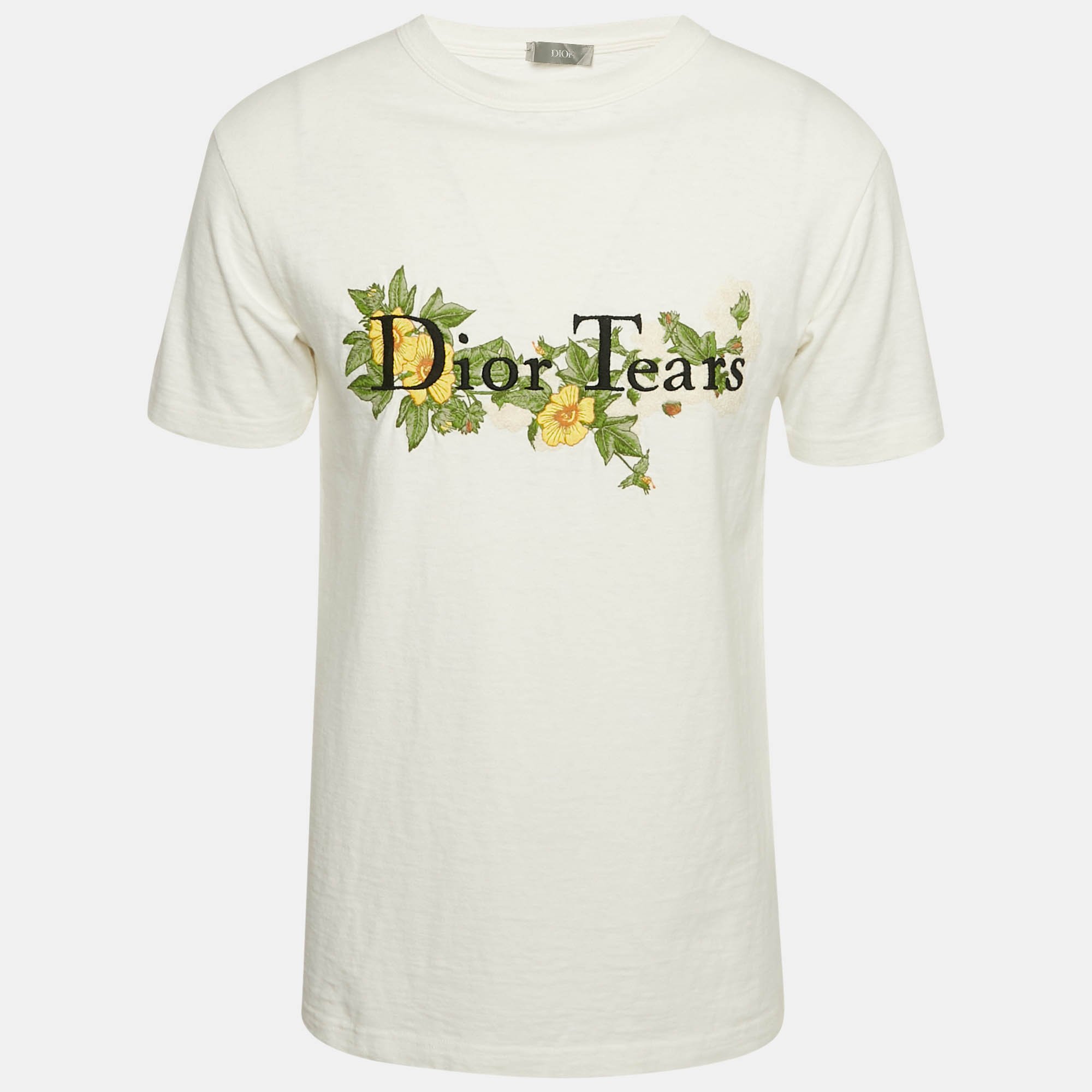 

Dior Homme White Embroidered Cotton T-Shirt XXS
