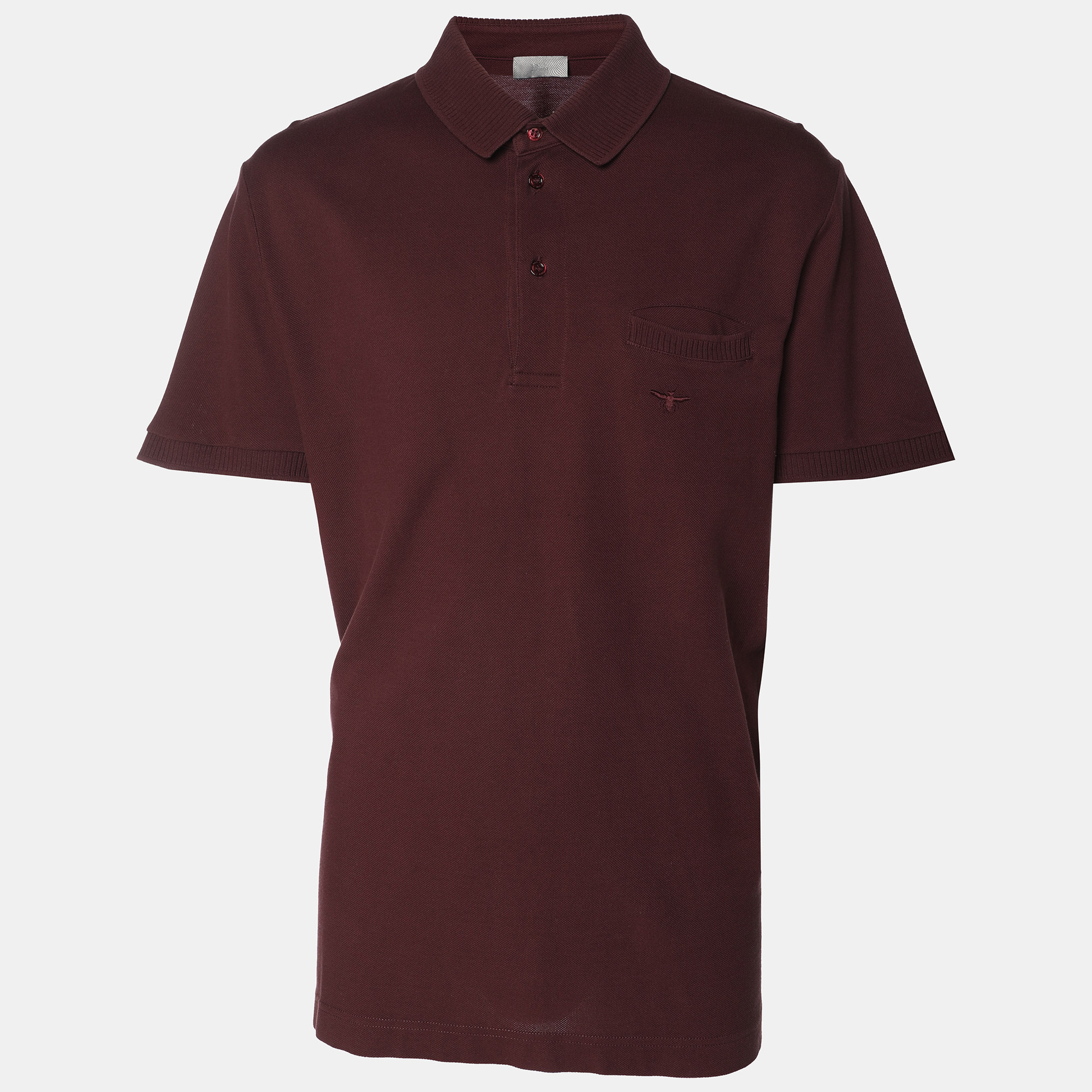 

Dior Burgundy Jersey Front Pocket Polo T-Shirt XXL