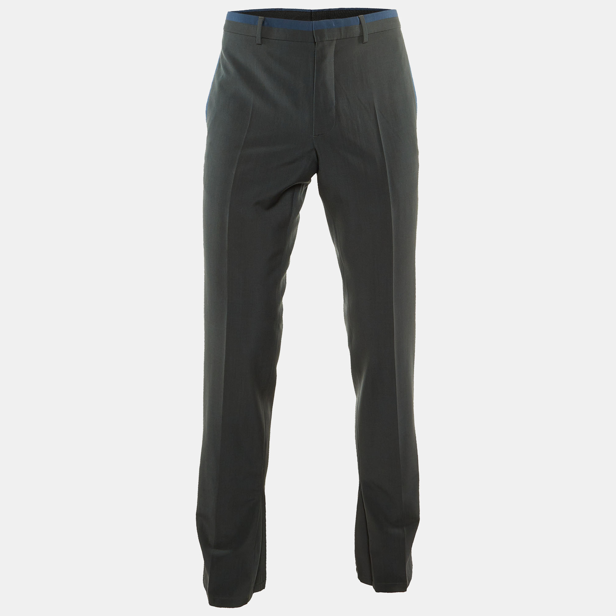 

Dior Homme Grey Wool Contrast Detail Pants M
