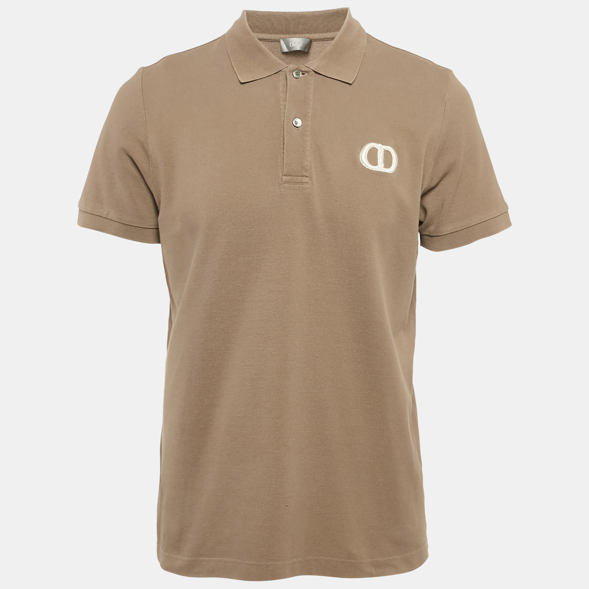 

Dior Brown Cotton Pique Embroidered Logo Polo T-Shirt L