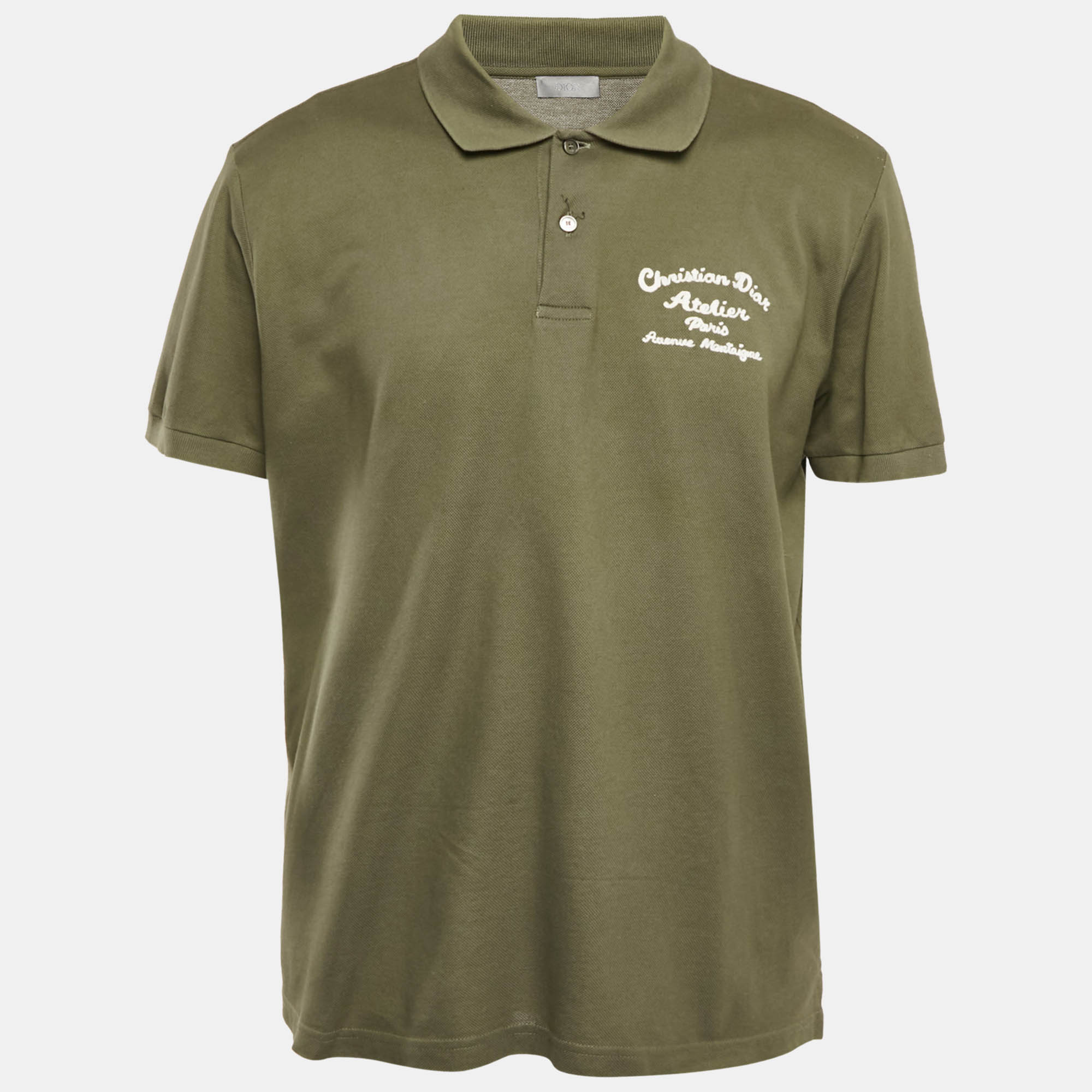 Dior Homme Green Logo Embroider Cotton Polo T-shirt XXXL