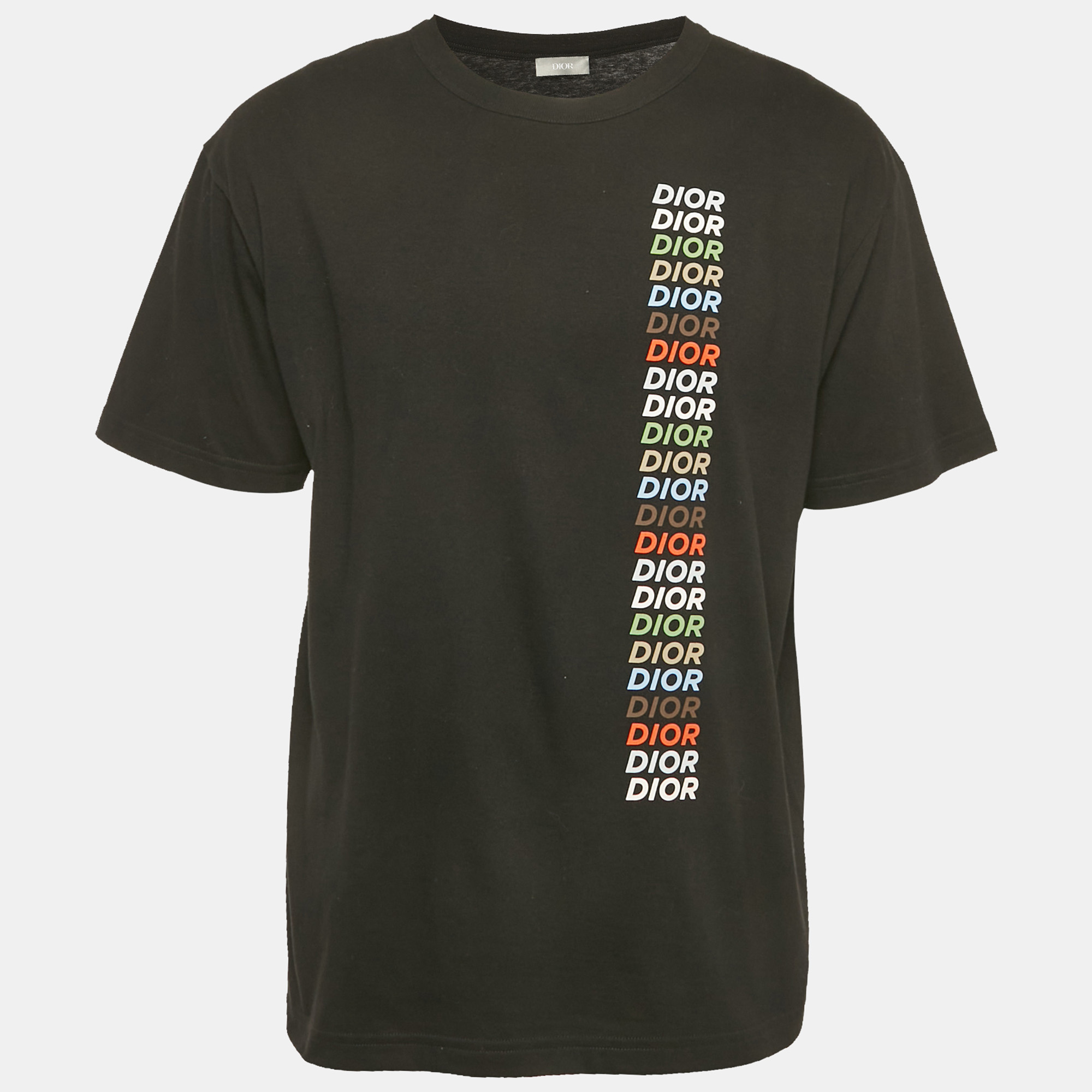 

Dior Black Printed Logo Cotton Knit Crew Neck T-Shirt M