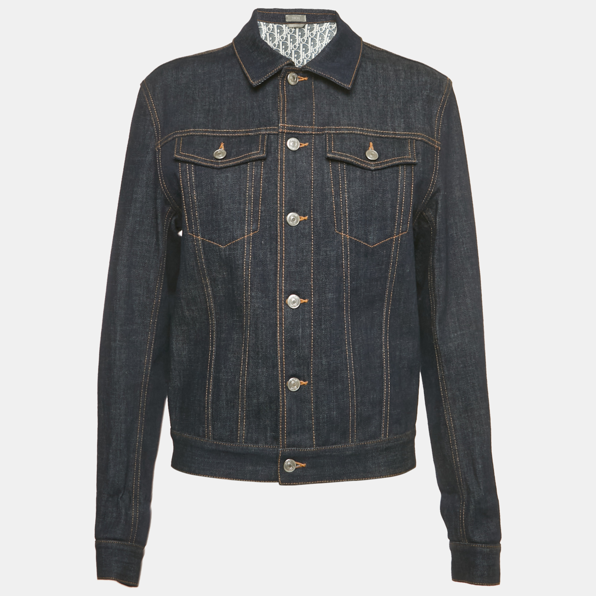 

Dior Dark Blue Raw Cotton Oblique Denim Jacket S