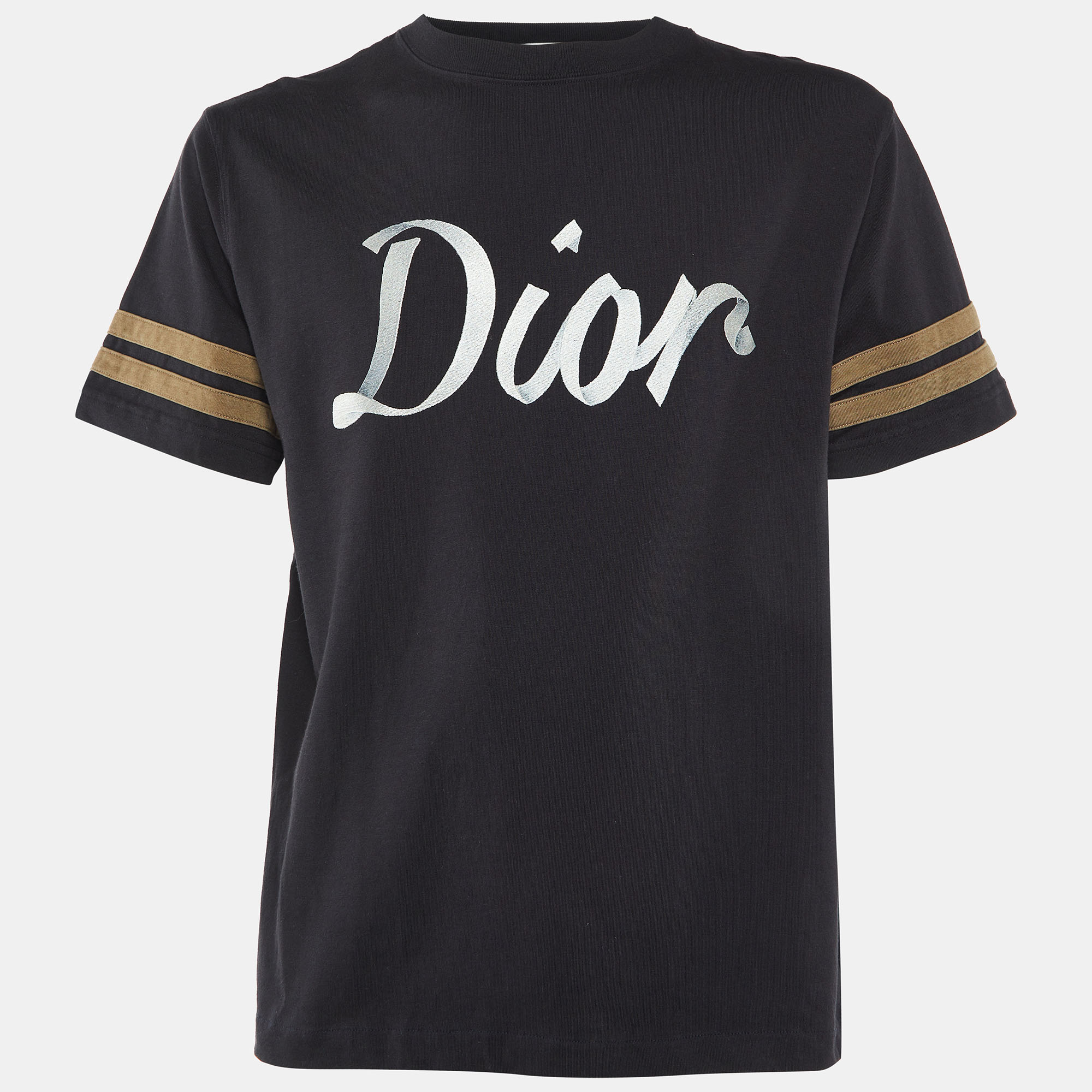 Dior Homme Black Cotton Knit Logo Embroidered Oversized T-Shirt S