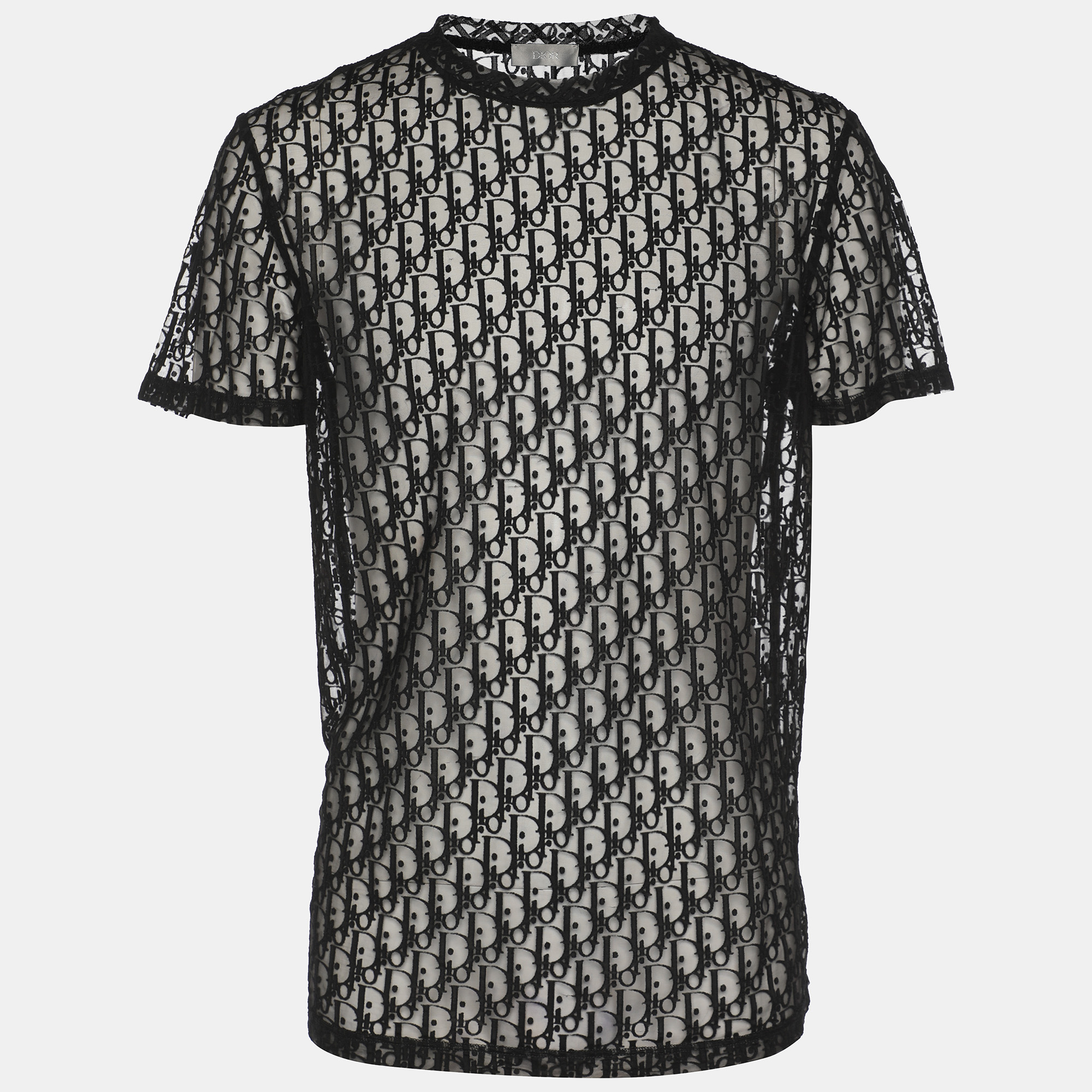 

Dior Black Oblique Jacquard See Through T-Shirt L