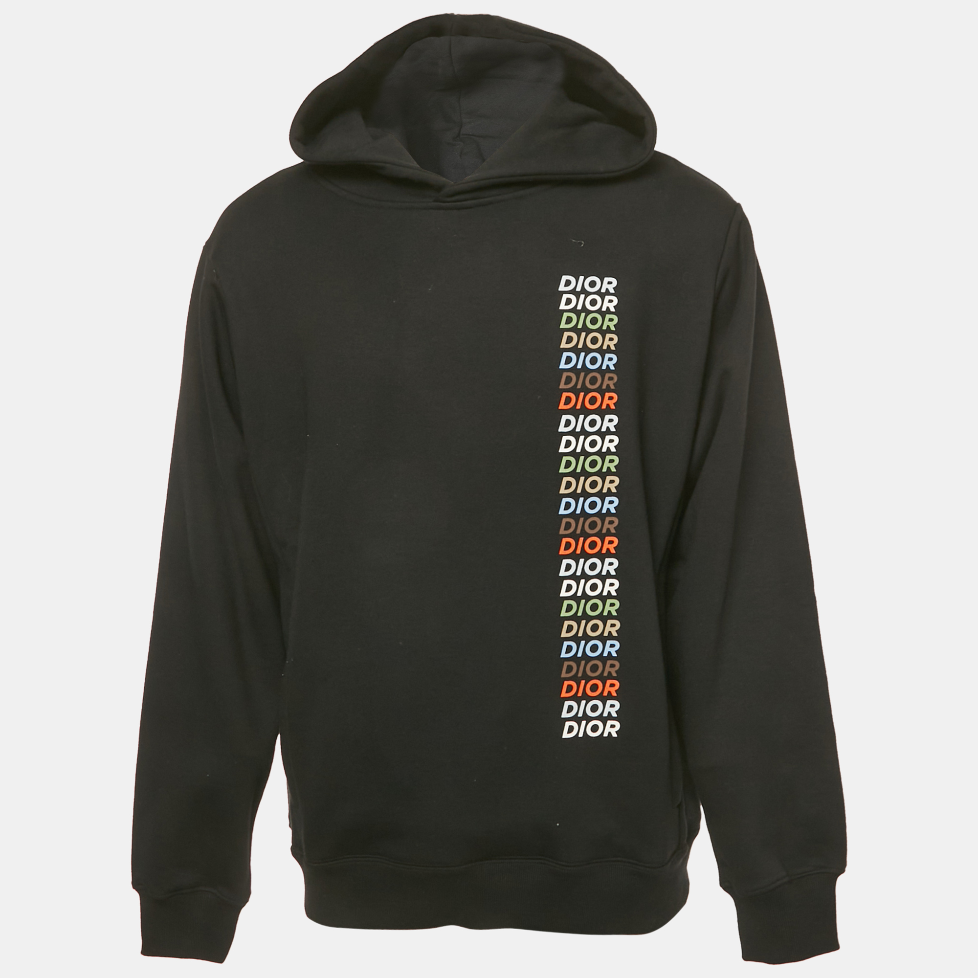 

Dior Homme Black Logo Print Cotton Knit Hoodie XL