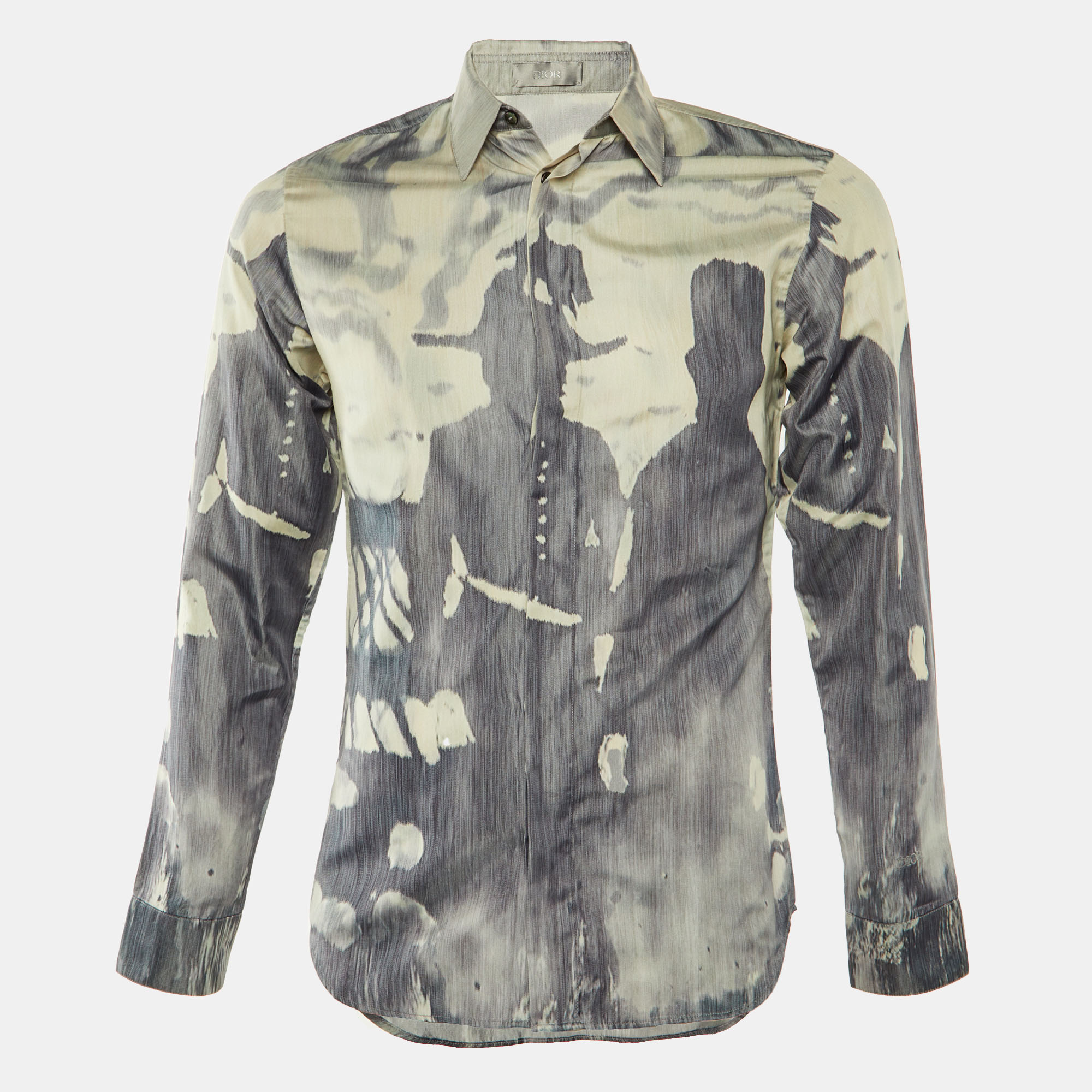 Dior Homme Grey Printed Silk Button Front Shirt S