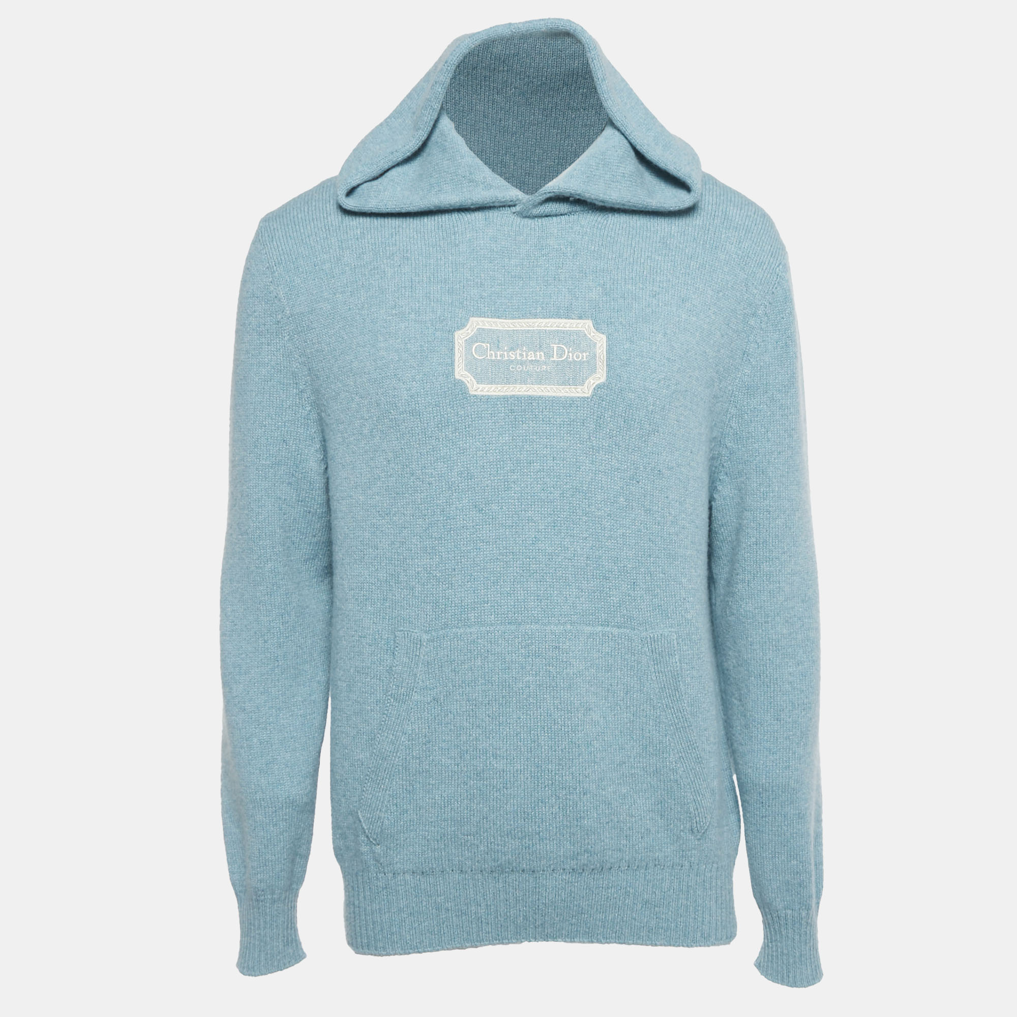 

Dior Homme Turquoise Logo Embroidered Cashmere Hoodie M, Blue