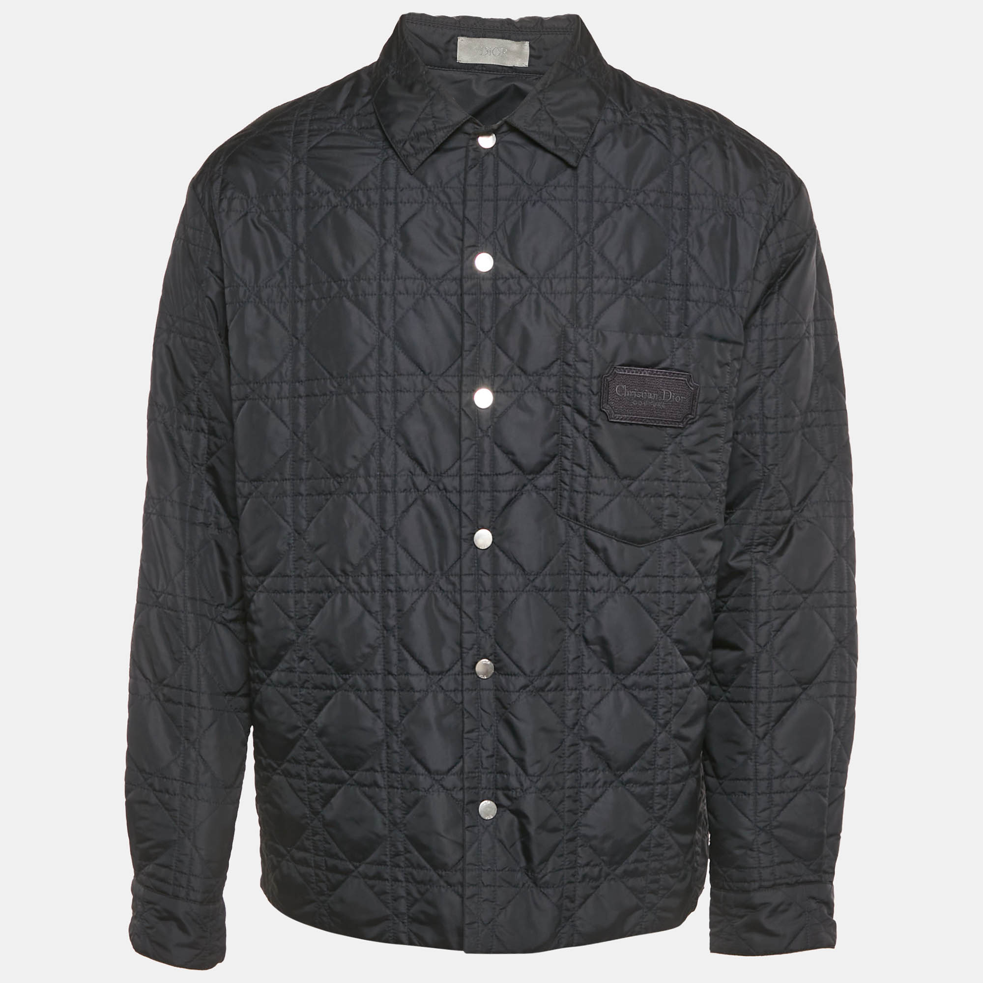 

Dior Homme Black Logo Applique Synthetic Cannage Overshirt L