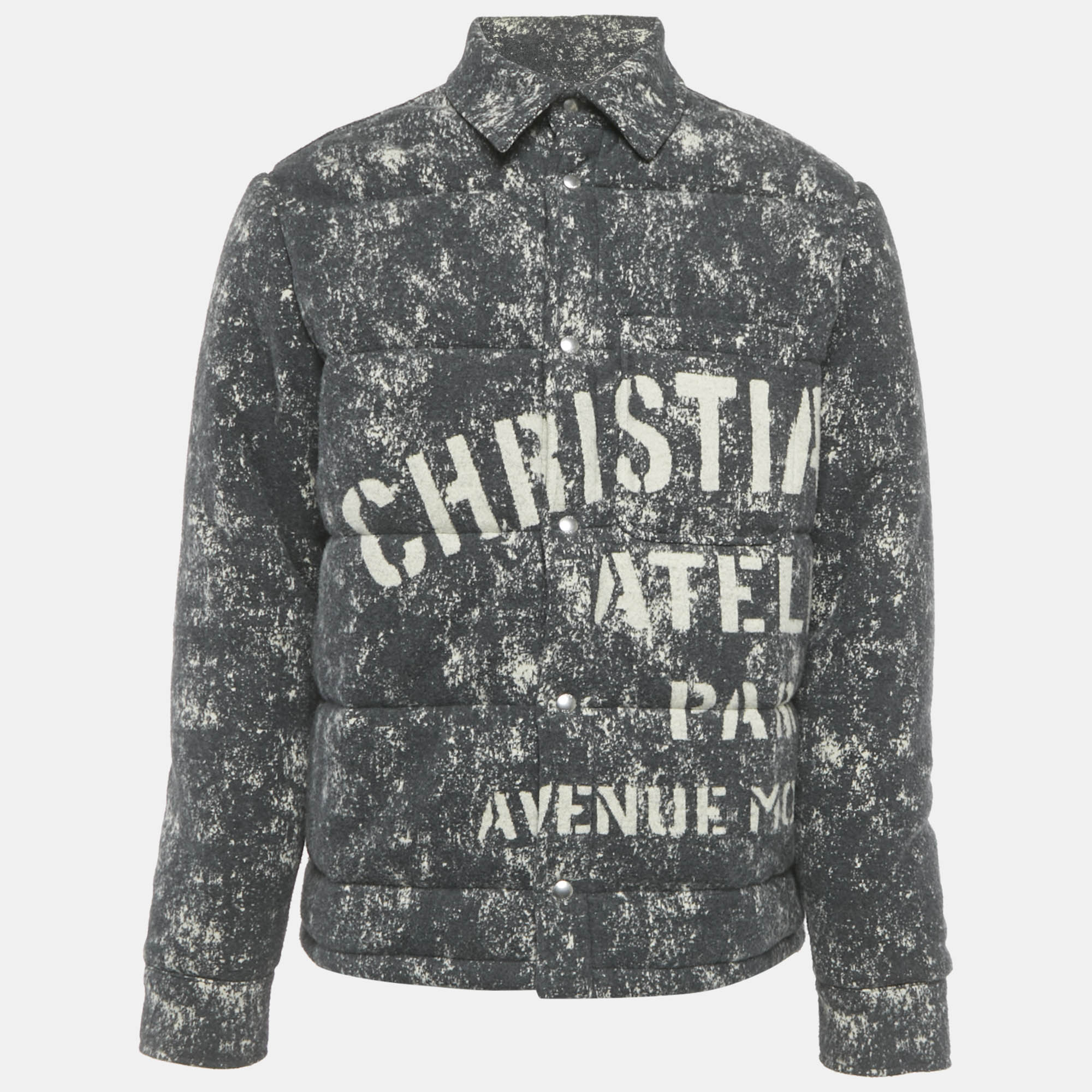 

Dior Grey Printed Cotton Spray Paint Effect Oversized Jacket M