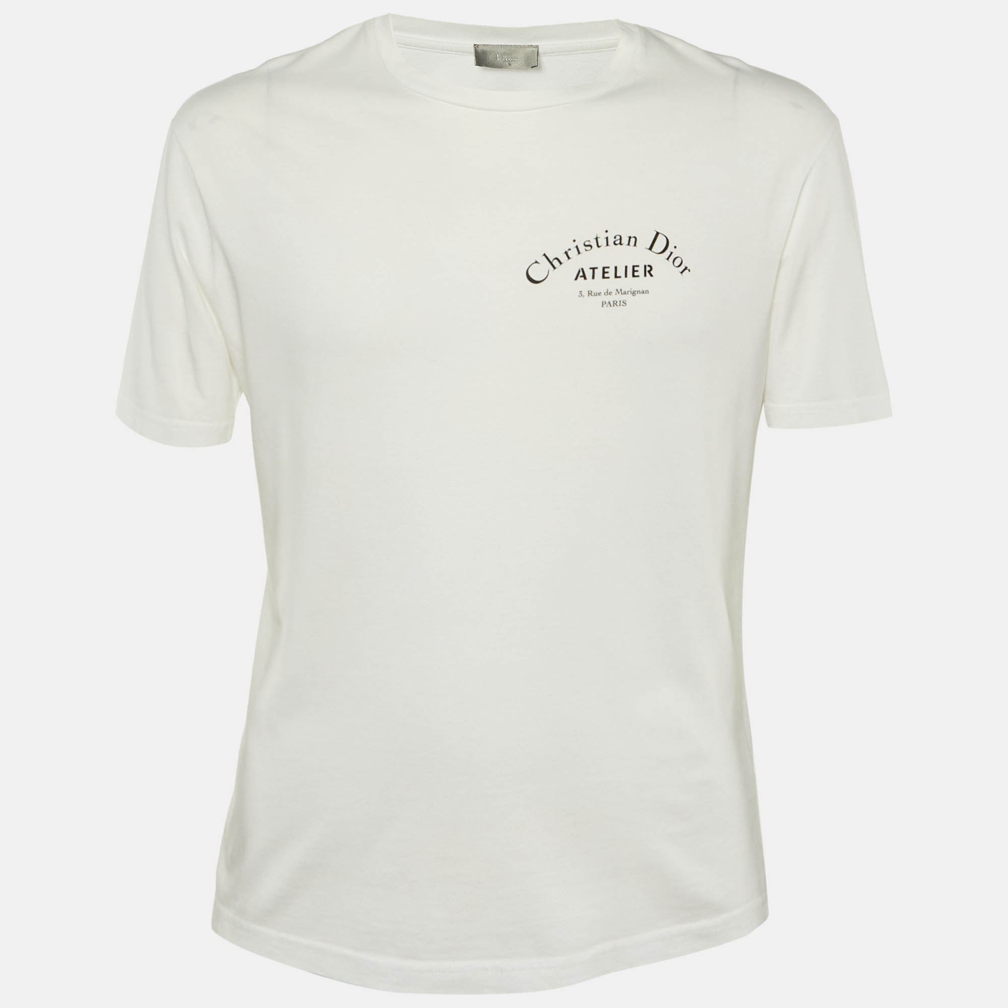 

Dior Homme White Logo Printed Cotton Knit T-Shirt S