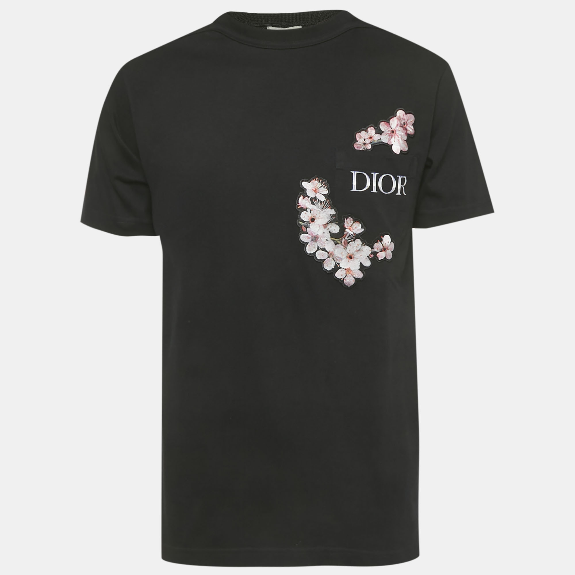 

Dior X Hajime Sorayama Black Logo Embroidered Cotton Flower Patch T-Shirt XS
