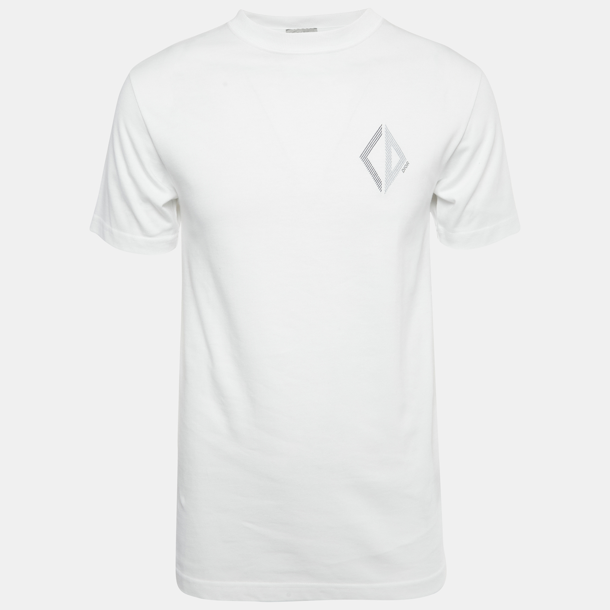 

Dior Homme White CD Diamond Embroidered Cotton T-Shirt XXS