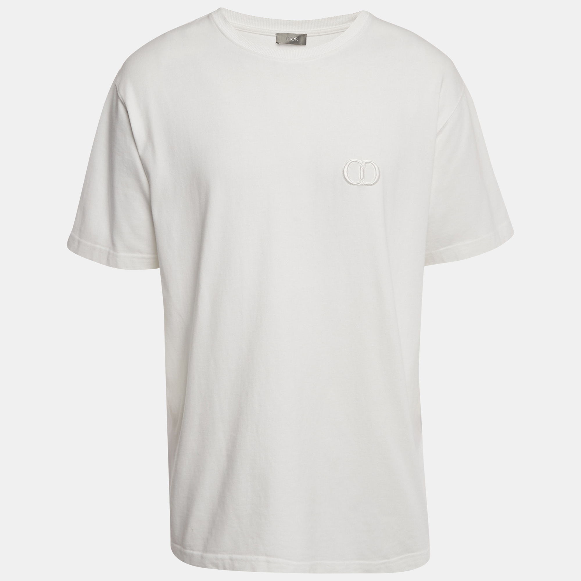 

Dior Homme White CD Embroidered Cotton T-Shirt XL