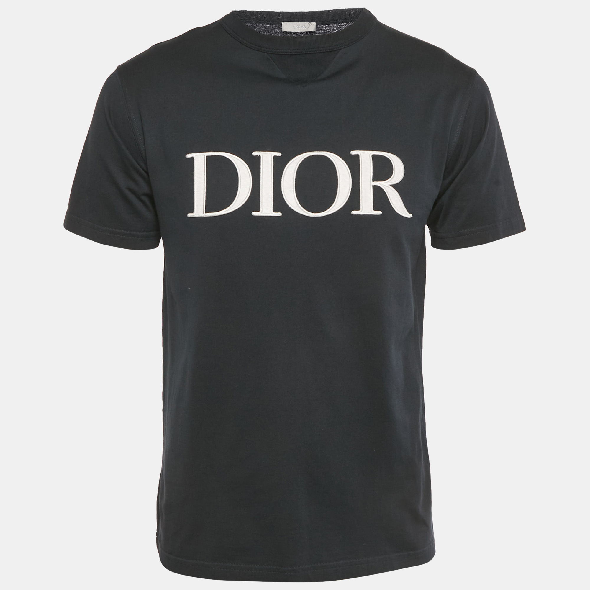 

Dior Homme Black Logo Embroidered Cotton T- Shirt XS