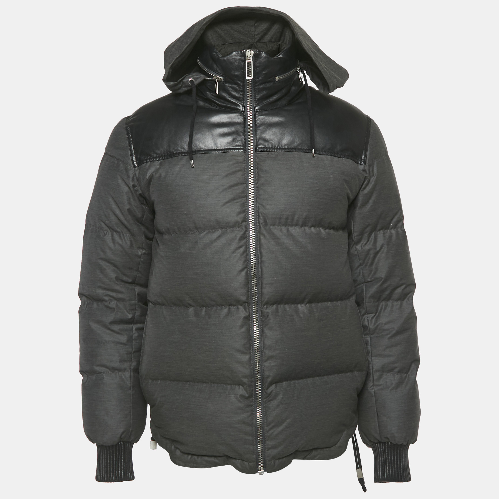 

Dior Homme Grey Nylon Leather Trim Down Jacket M