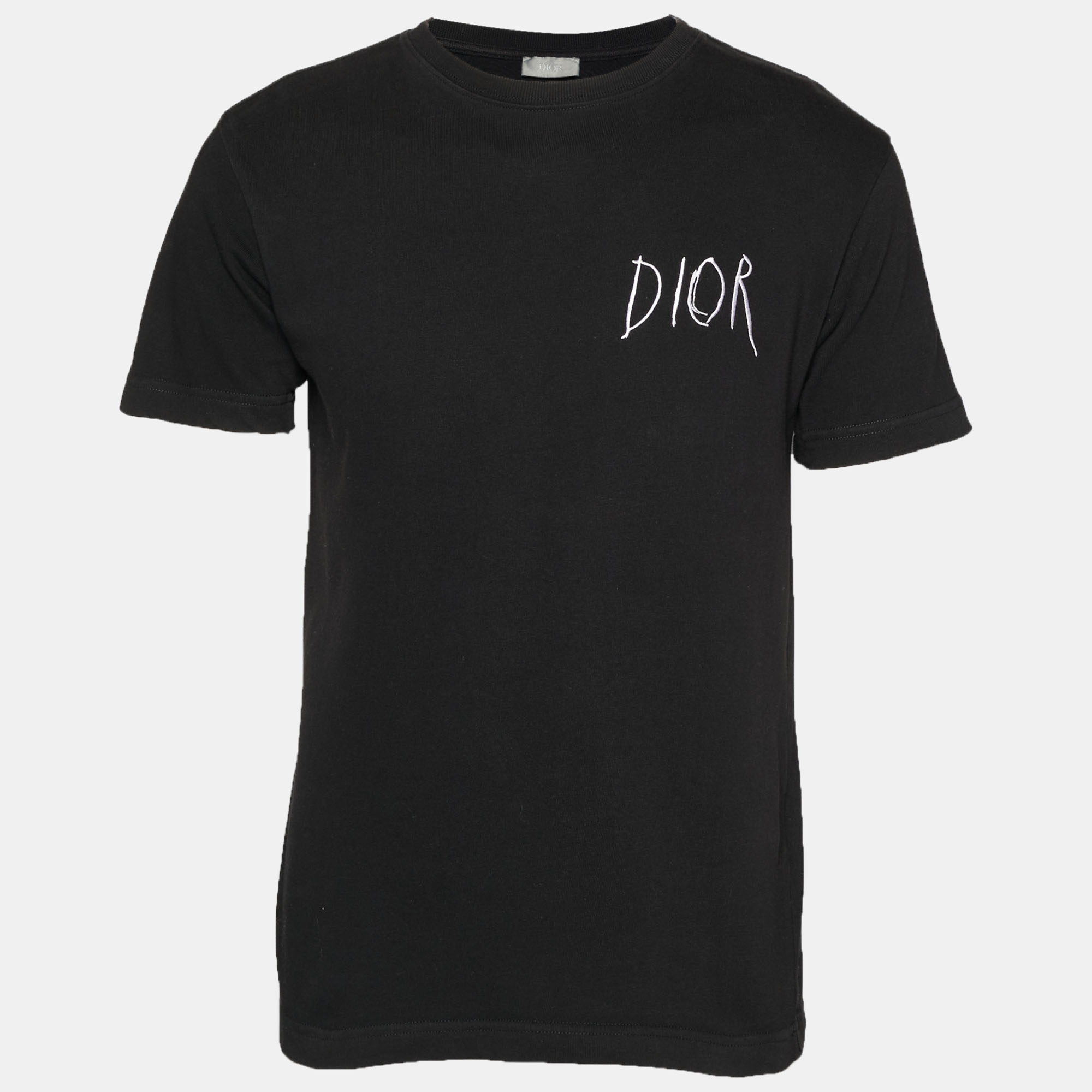 

Dior Homme Black Cotton Knit Logo Embroidered T-Shirt