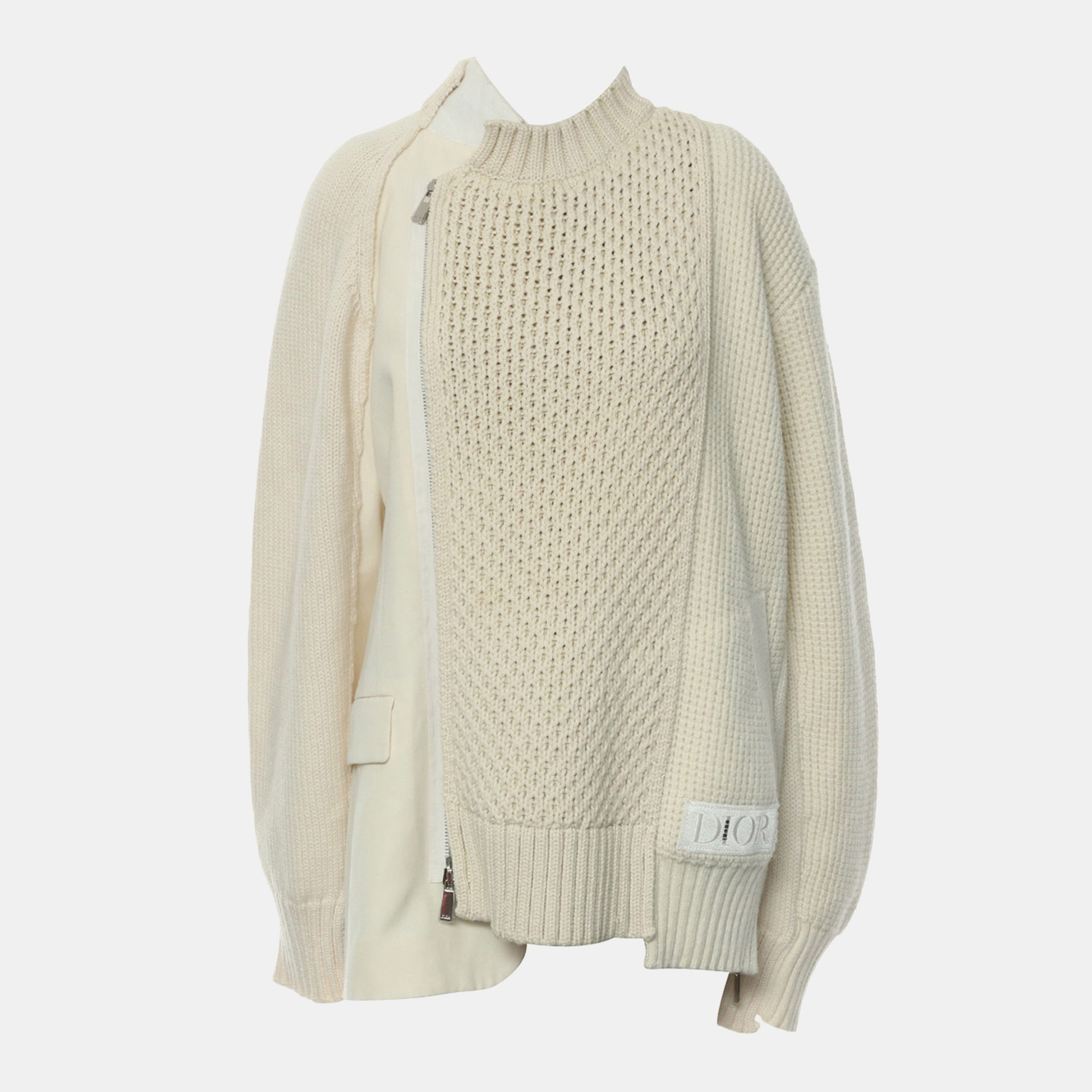 

Dior x Sacai Crossover Asymmetric Cream Cotton Wool Jacket