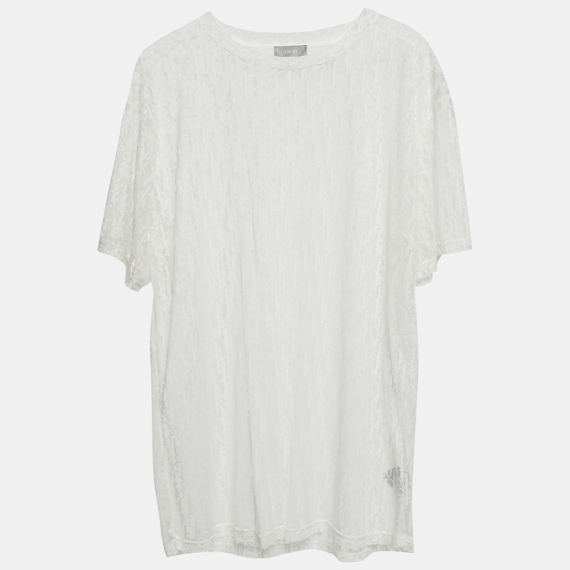 

Dior Homme White Logo Oblique Jersey Sheer T-Shirt L