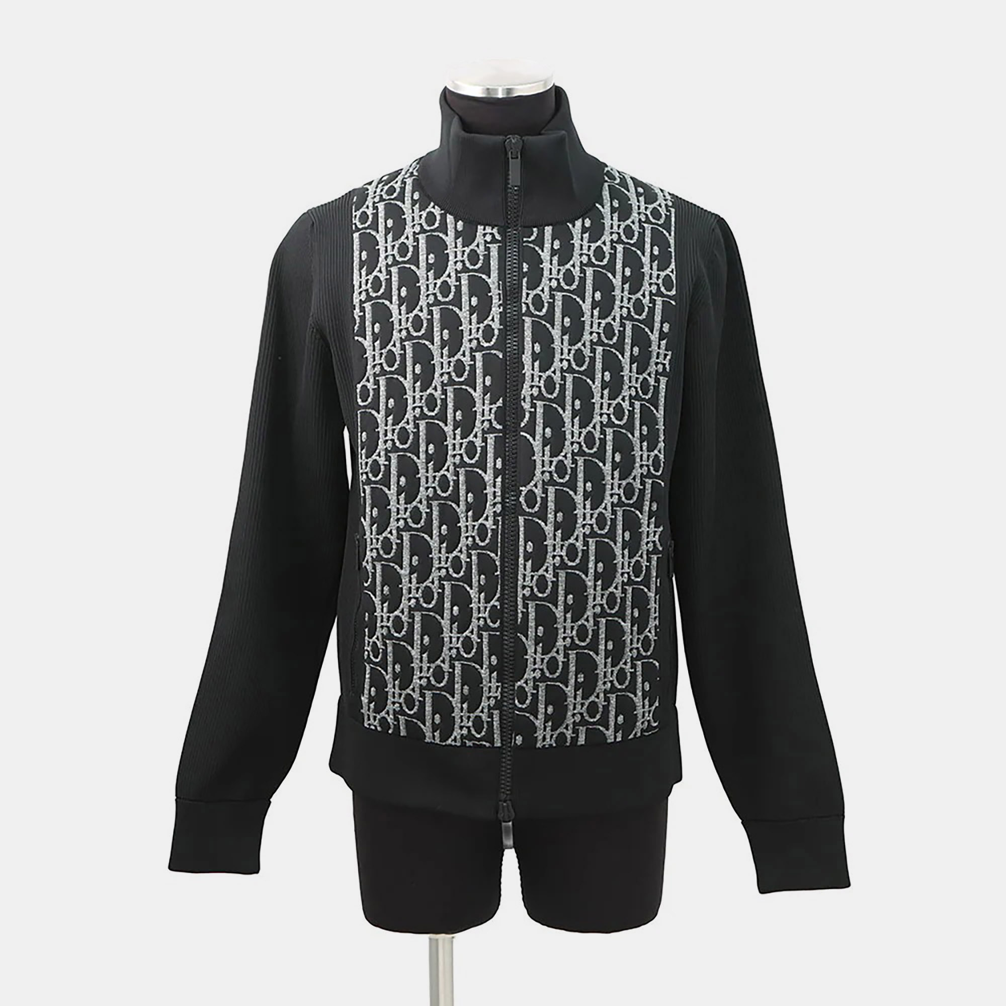 

Dior Oblique Knit Technical Zip-Up Jacket Size  Black/Gray