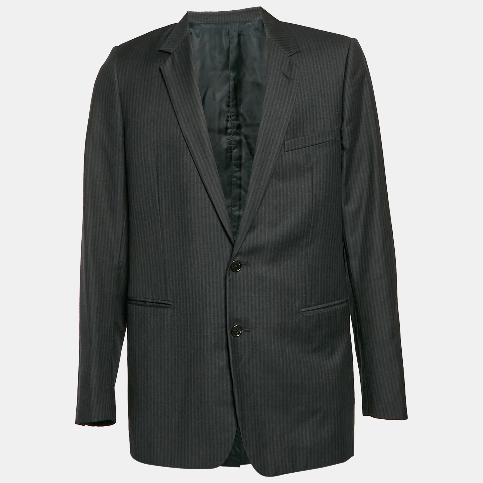 

Dior Homme Black Striped Wool Single Breasted Blazer XXL