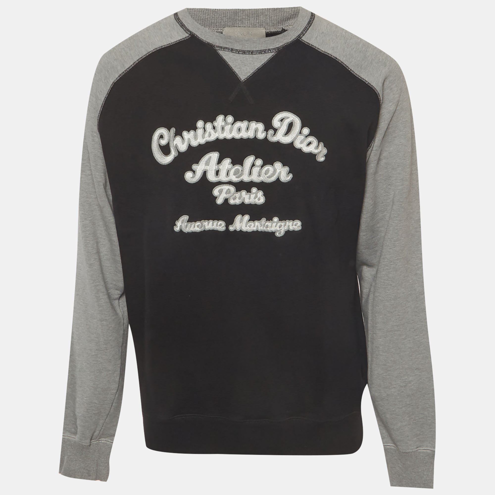 

Christian Dior Homme Black/Grey Cotton Knit Embroidered Sweatshirt M