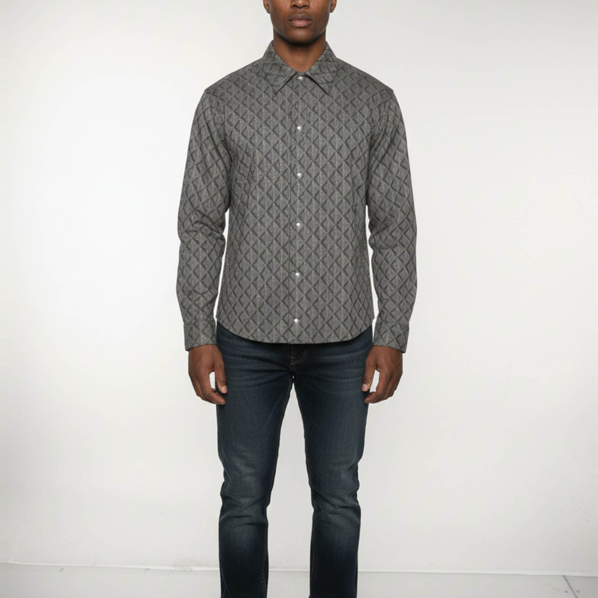 

Christian Dior Homme Grey CD Diamond Jacquard Cotton Overshirt S