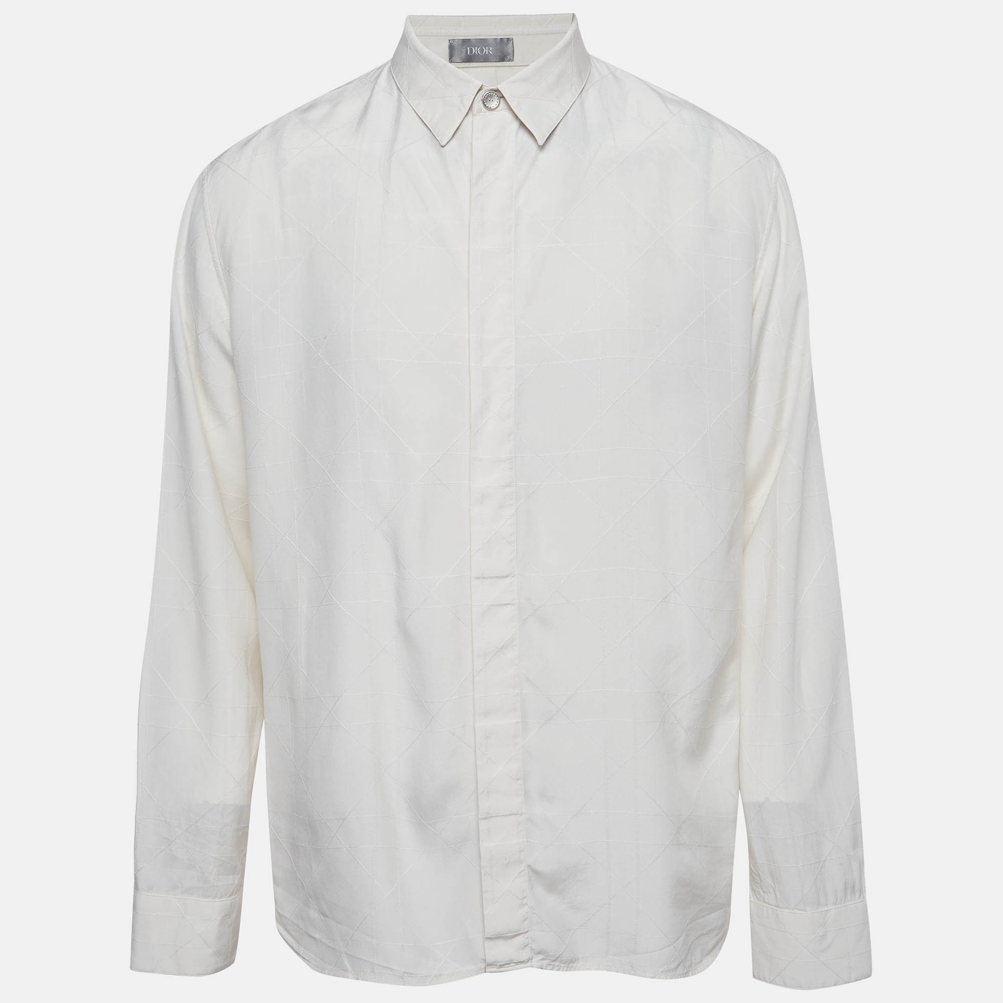 

Dior Cream Silk Blend Long Sleeve Shirt L