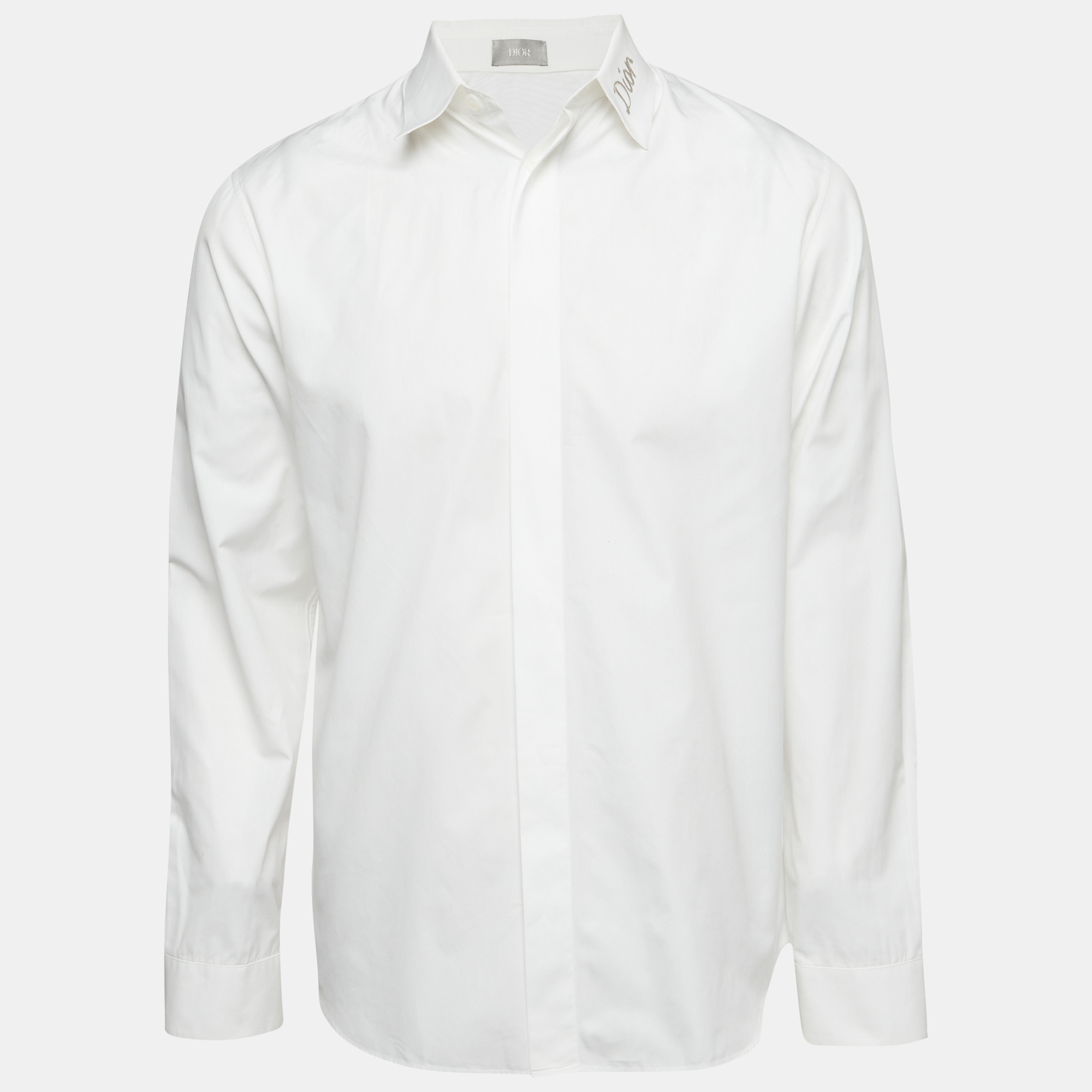 

Dior Homme White Cotton Embellished Long Sleeve Shirt M