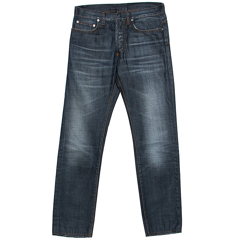 Dior Blue Denim Distressed Pocket Slim Fit Jeans S
