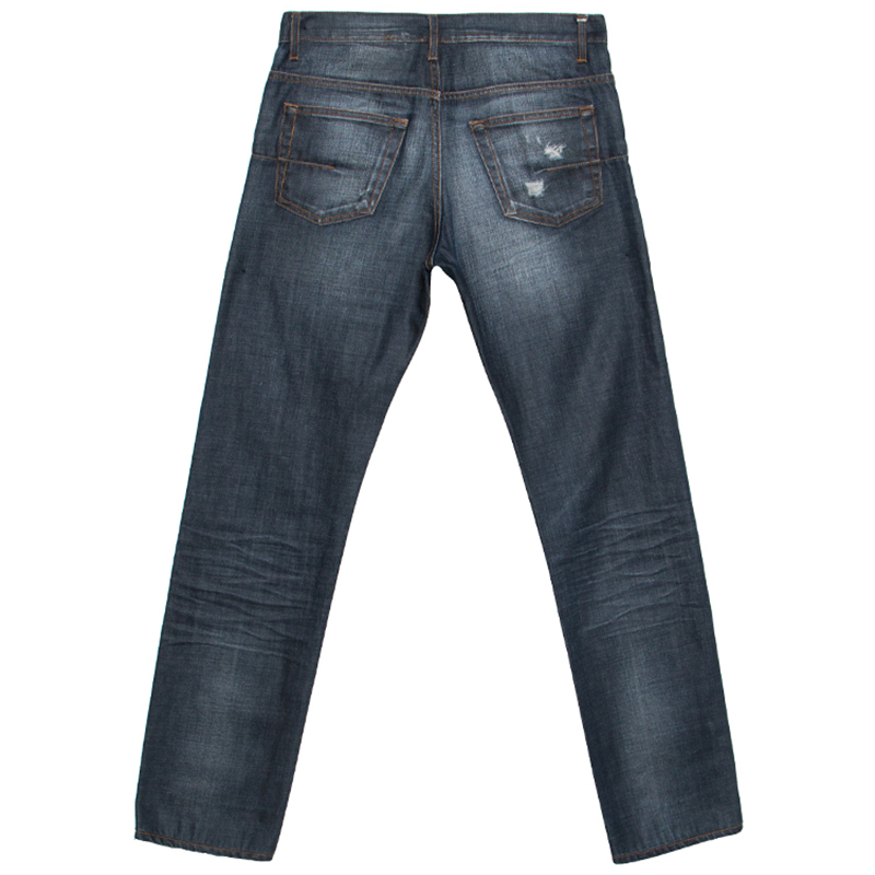 

Dior Blue Denim Distressed Pocket Slim Fit Jeans