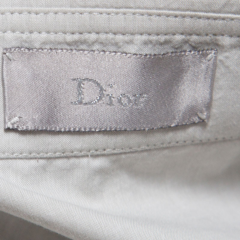 Dior Stone Grey Cotton Short Sleeve Button Front Shirt Xs