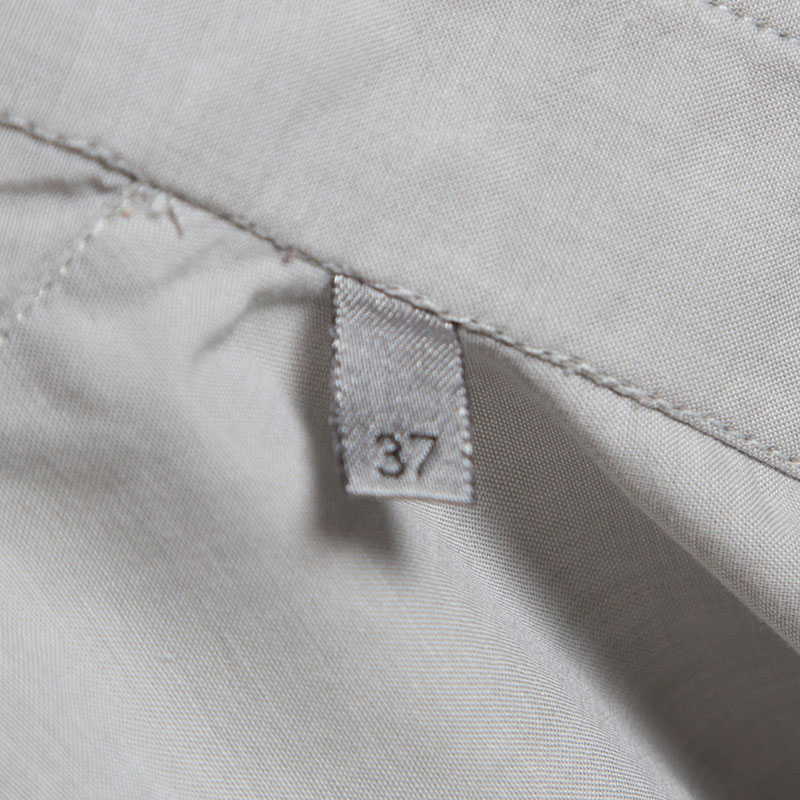 Dior Stone Grey Cotton Short Sleeve Button Front Shirt Xs