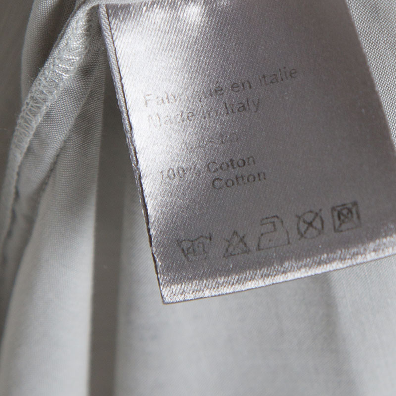 Dior Stone Grey Cotton Short Sleeve Button Front Shirt Xs