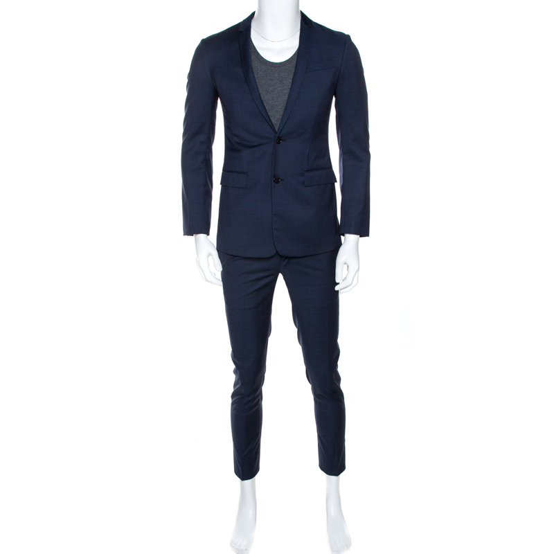 Pre-owned Dior Navy Blue Wool Tailored Suit Xs