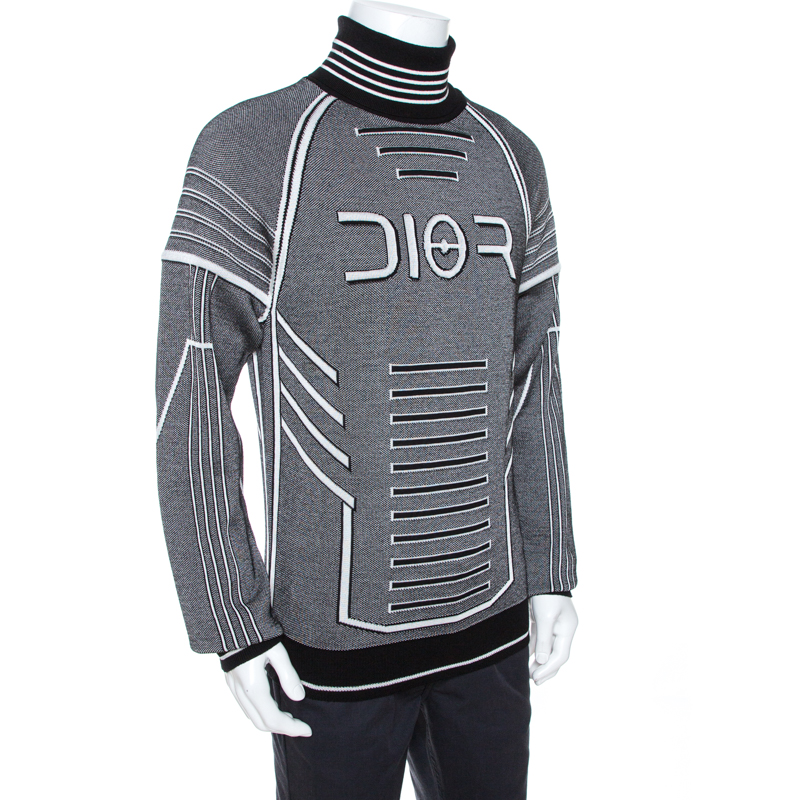 

Dior and Sorayama Monochrome Intarsia Technical Wool Turtleneck Sweater, Black