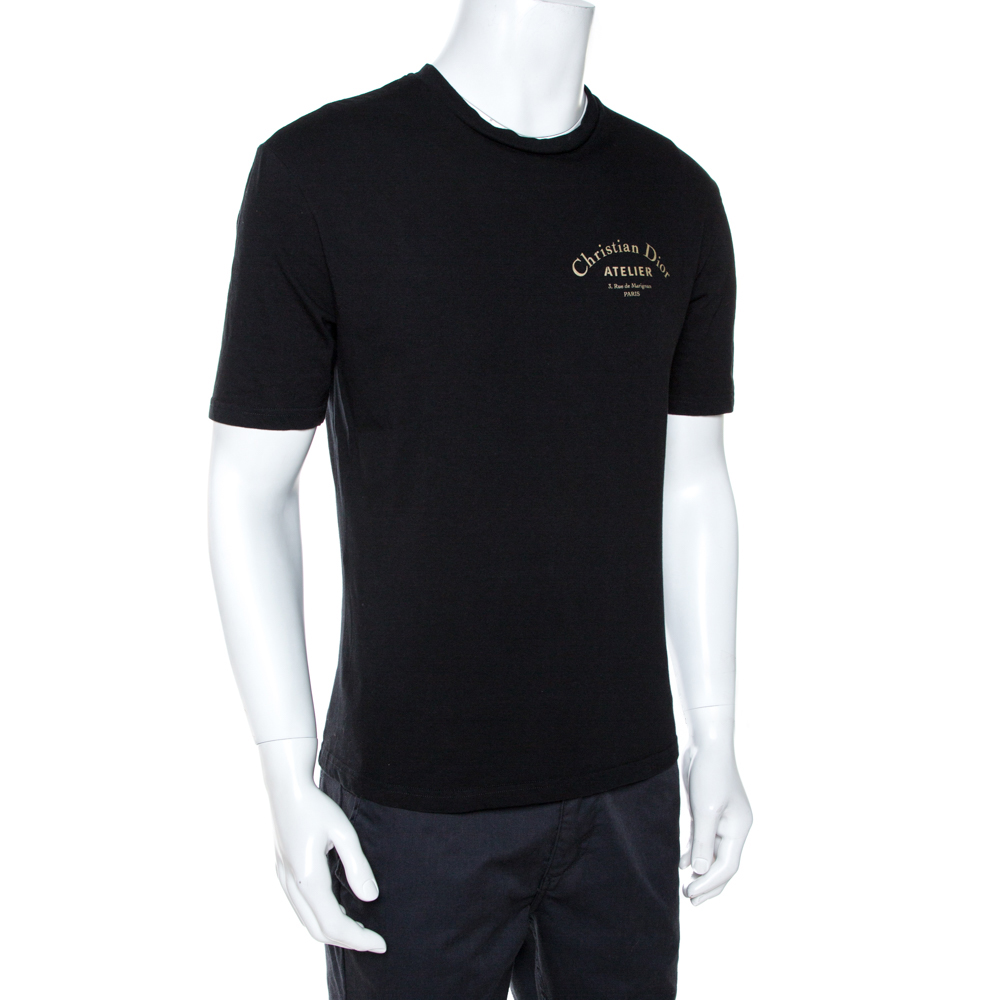 

Dior Black Logo Print Cotton Crew Neck T-Shirt