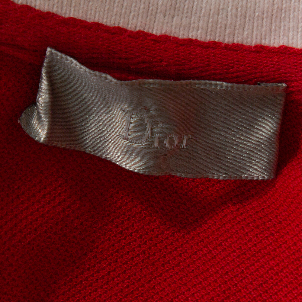 Dior Homme Red Bee Embroidered Cotton Pique Polo T-Shirt XL Dior