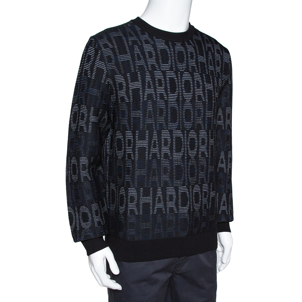 

Dior Homme Black Hardior Patterned Jacquard Wool Blend Pullover