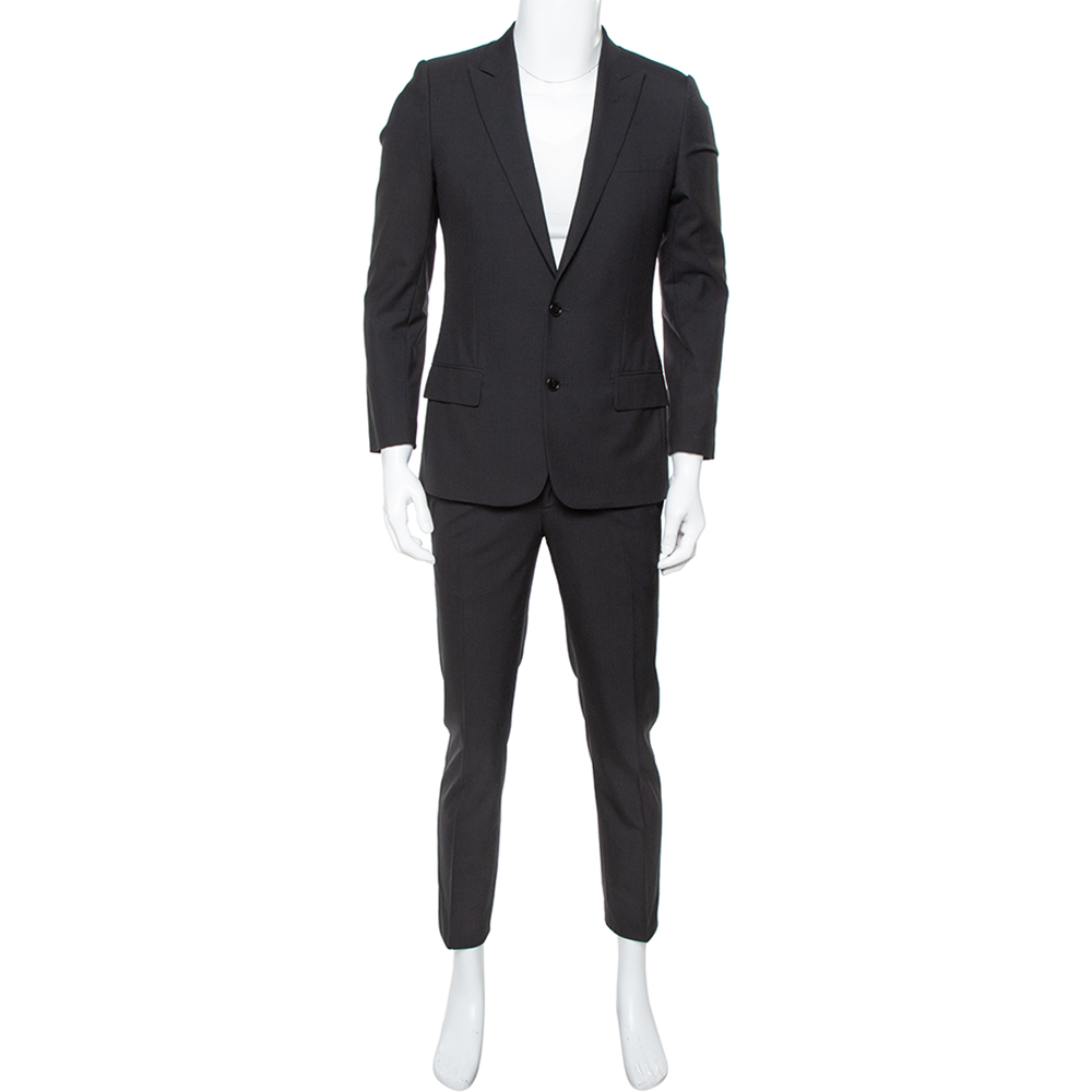 Dior Black Wool Two Button Suit S